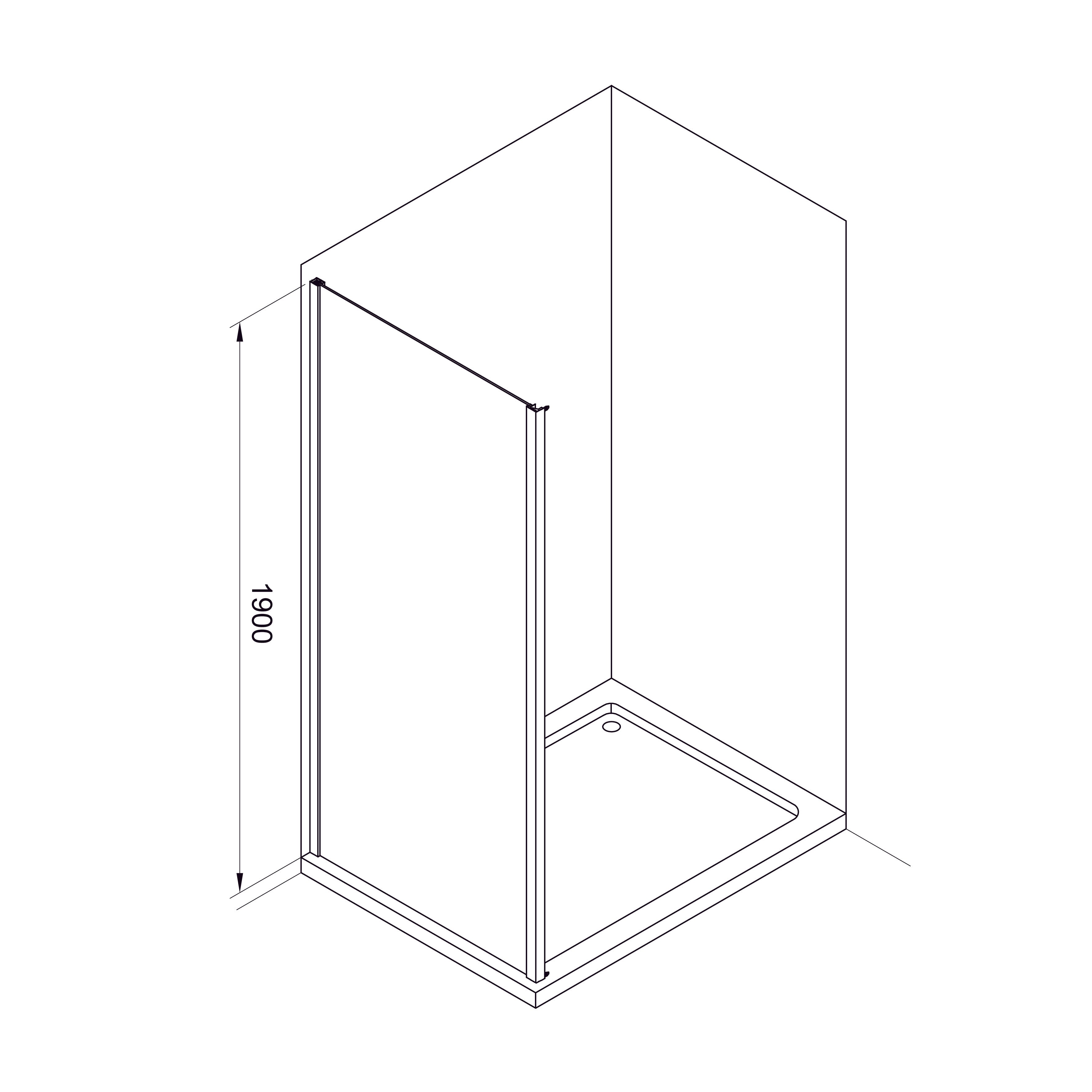 S80C Fixed side panel 800x1900 mm, clear glass