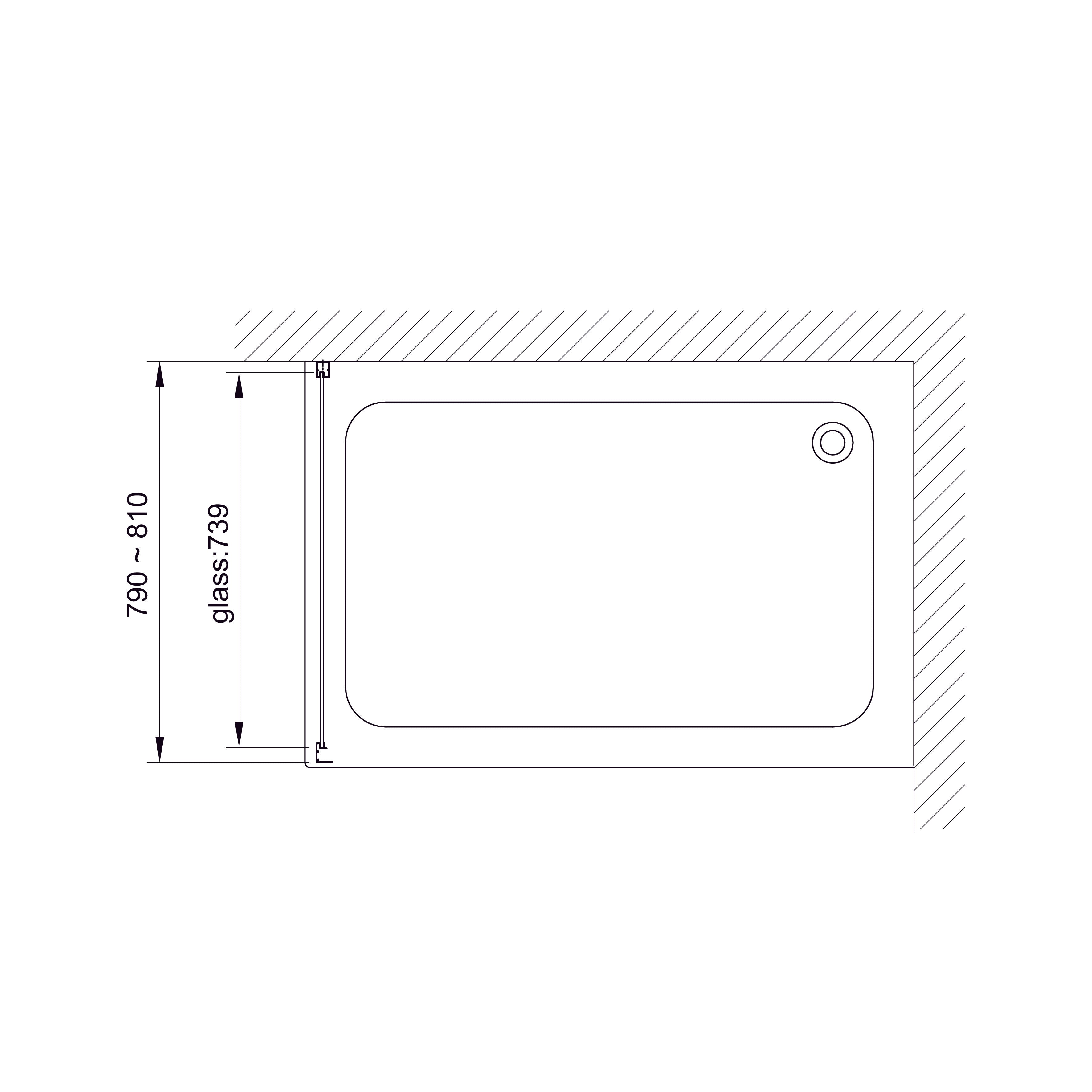S80G Panel fijo 800x1900 mm cristal grape