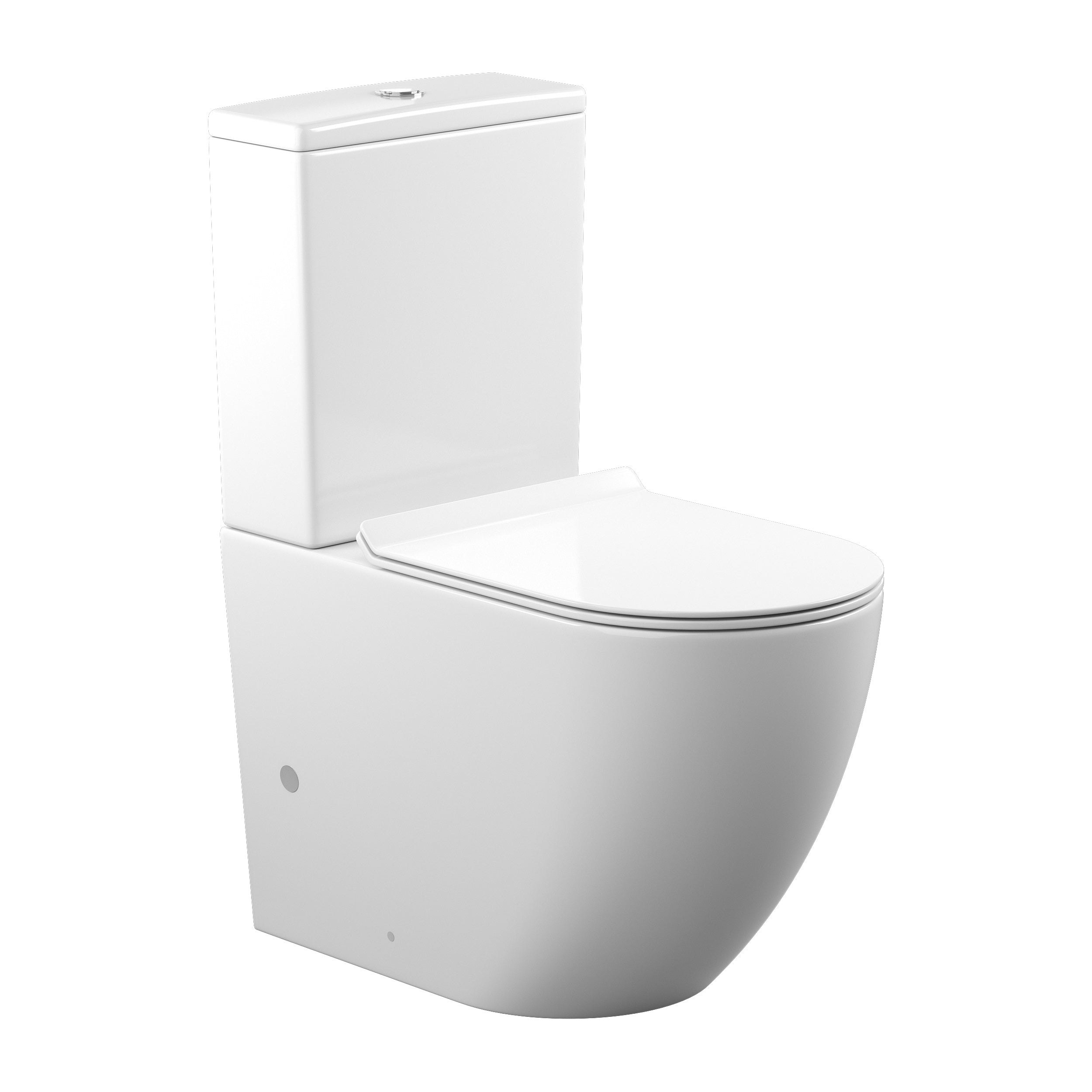 Round compacto: inodoro de pie con asiento Soft-close + cisterna