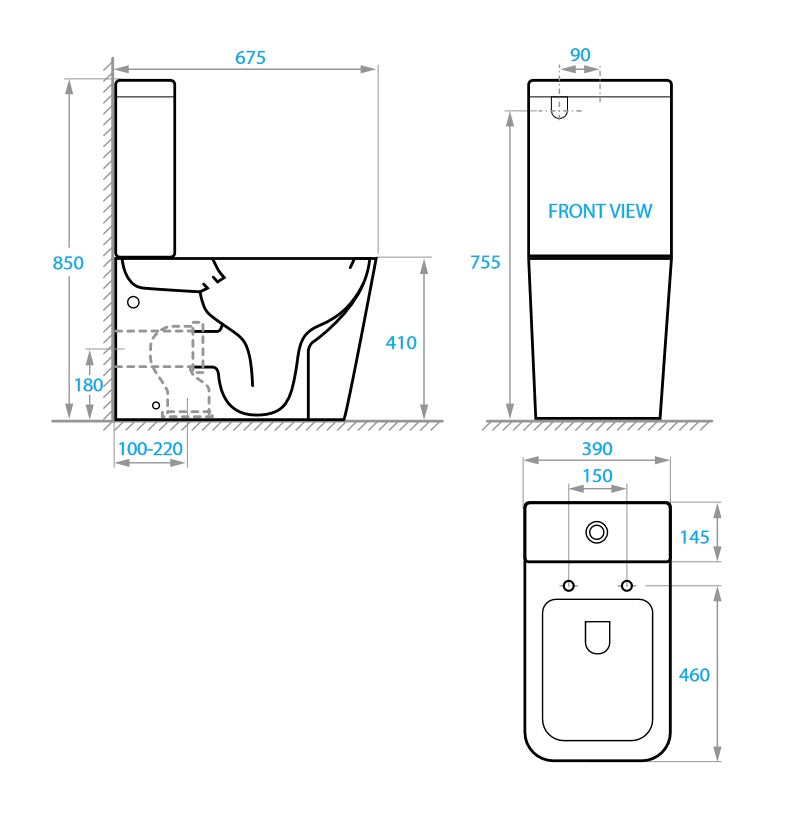 Kvadro Сompact: floor-standing toilet with Soft-Close seat + cistern