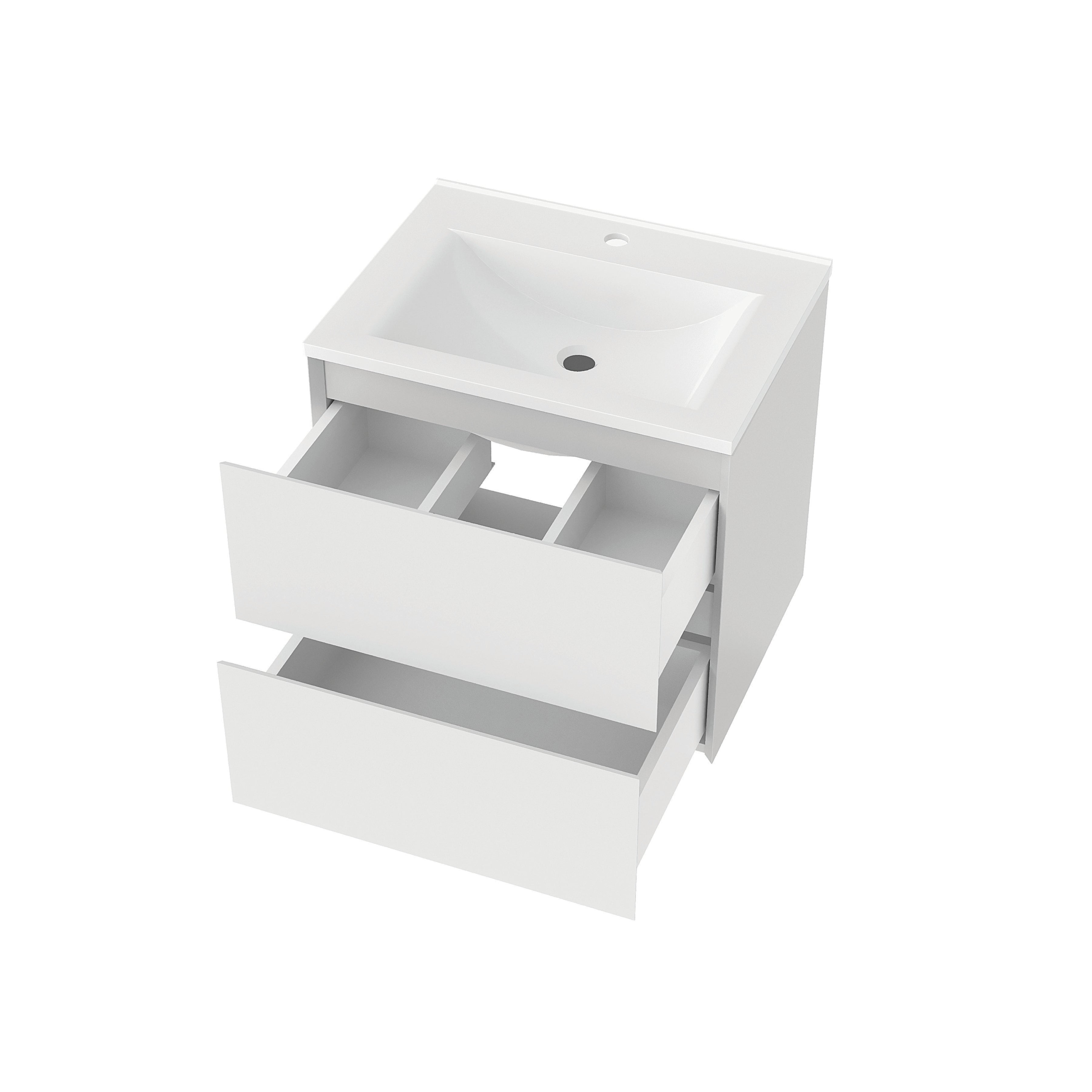 Тумба консольна NEON CUBE 600 (біла) з умивальником GLR 60