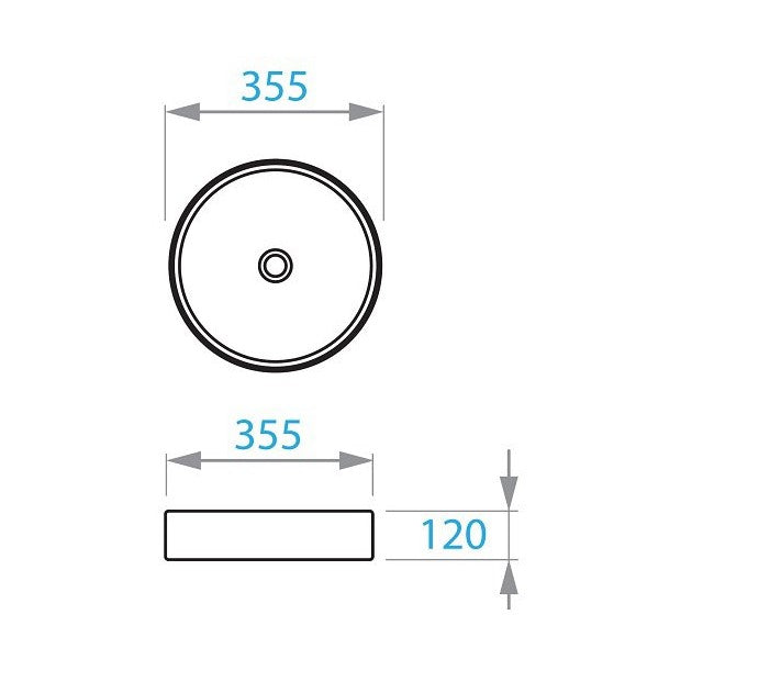 Round Arc umyvadlo na desku 355×355 mm
