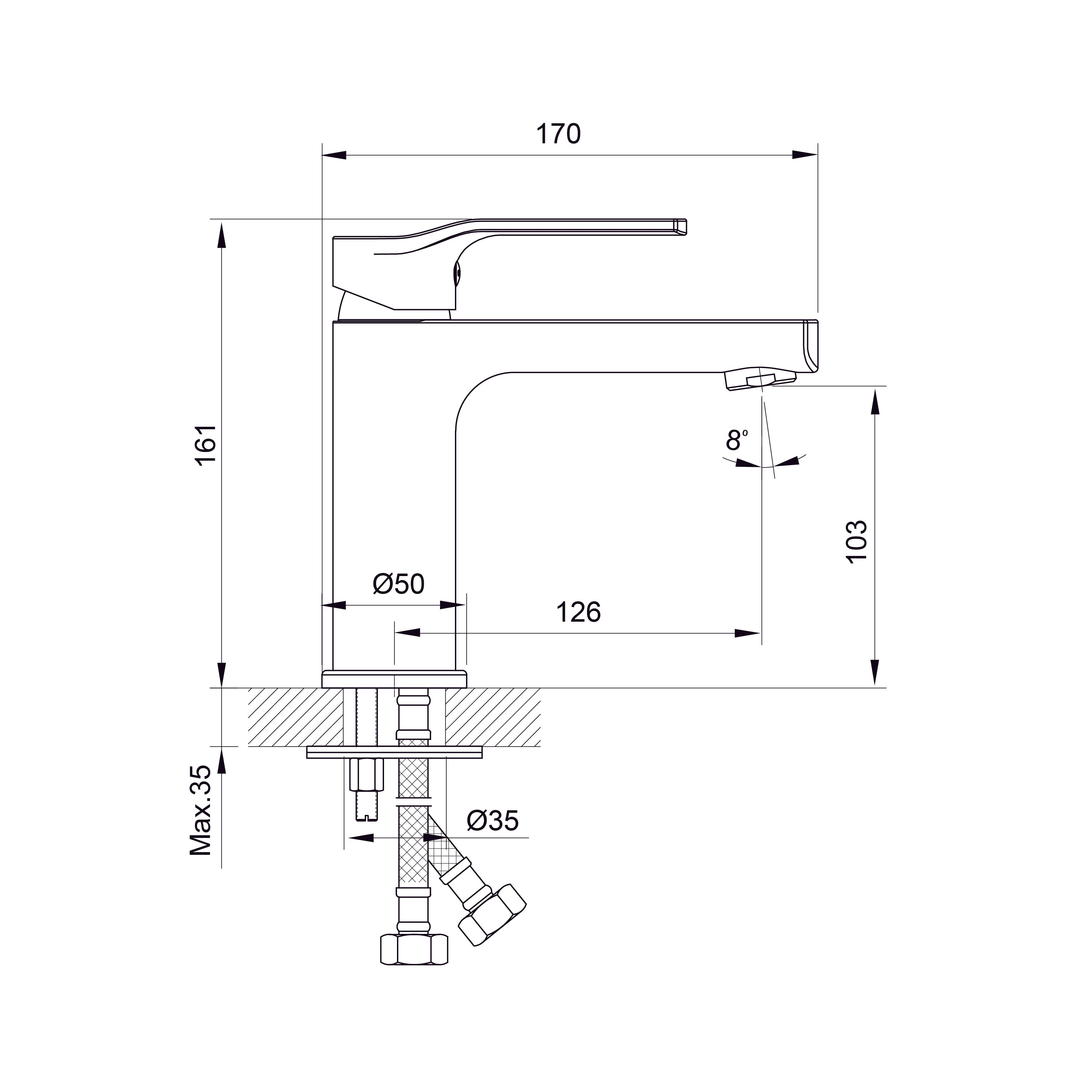 Stream washbasin faucet