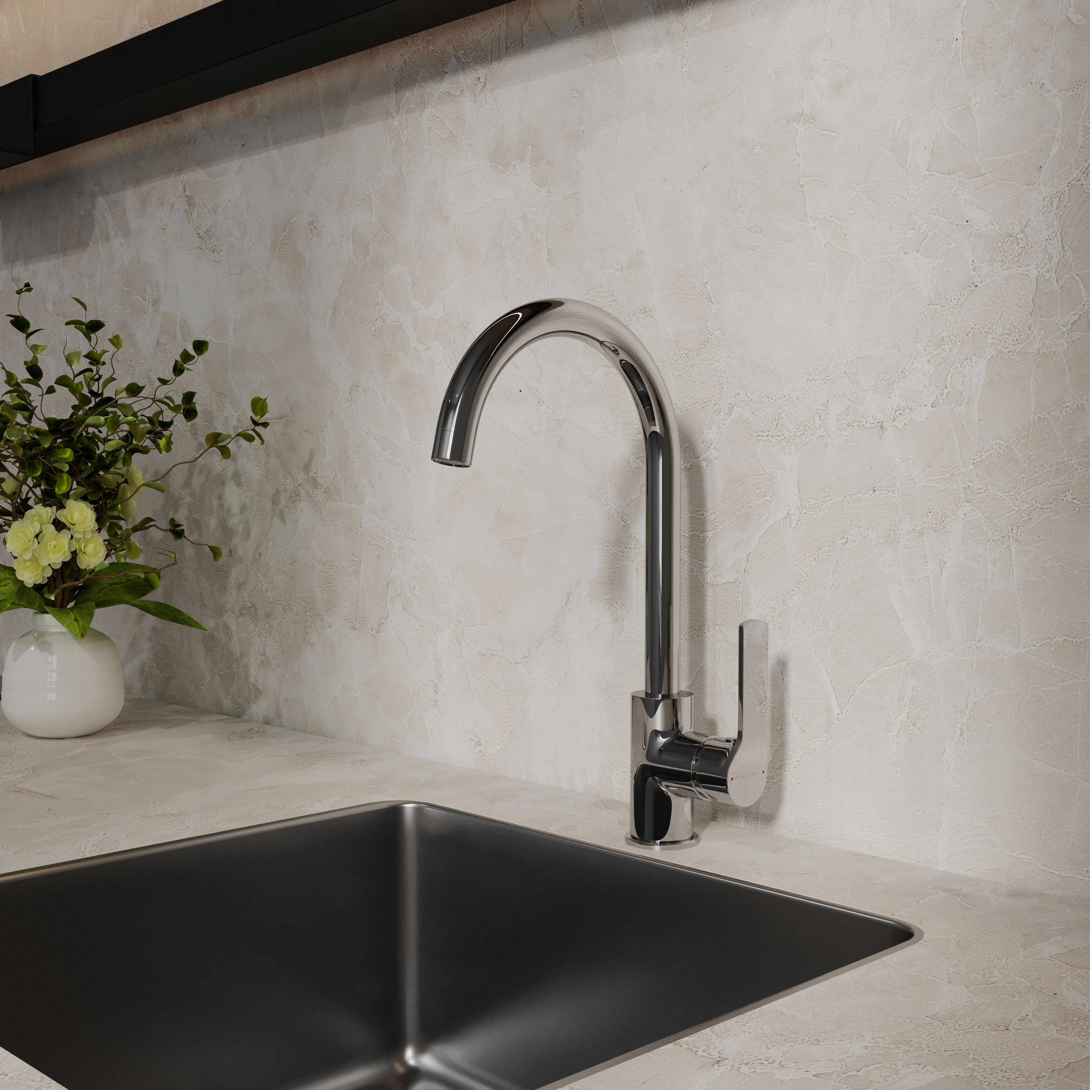 Stream grifo para cocina con caño en forma de C