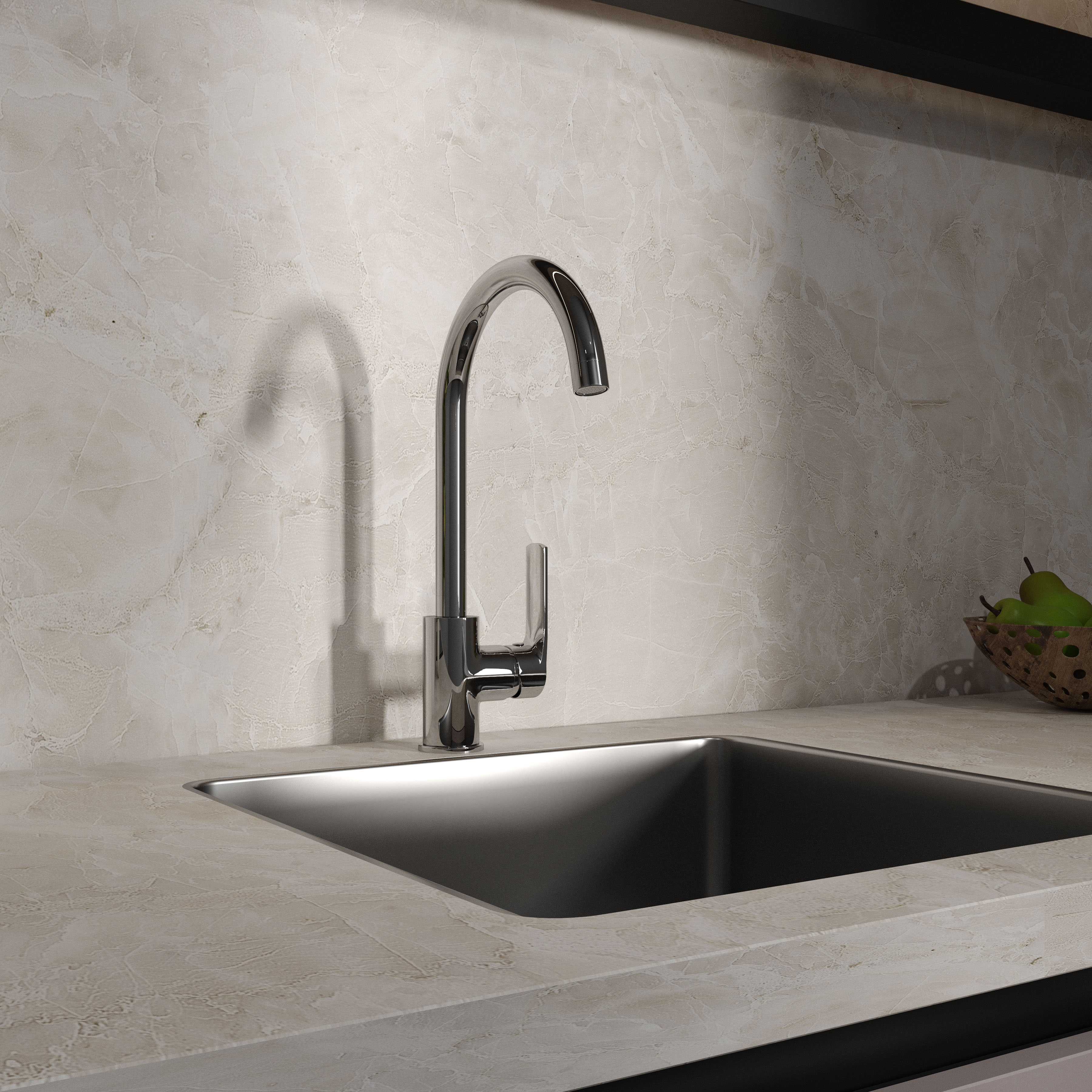 Stream grifo para cocina con caño en forma de C