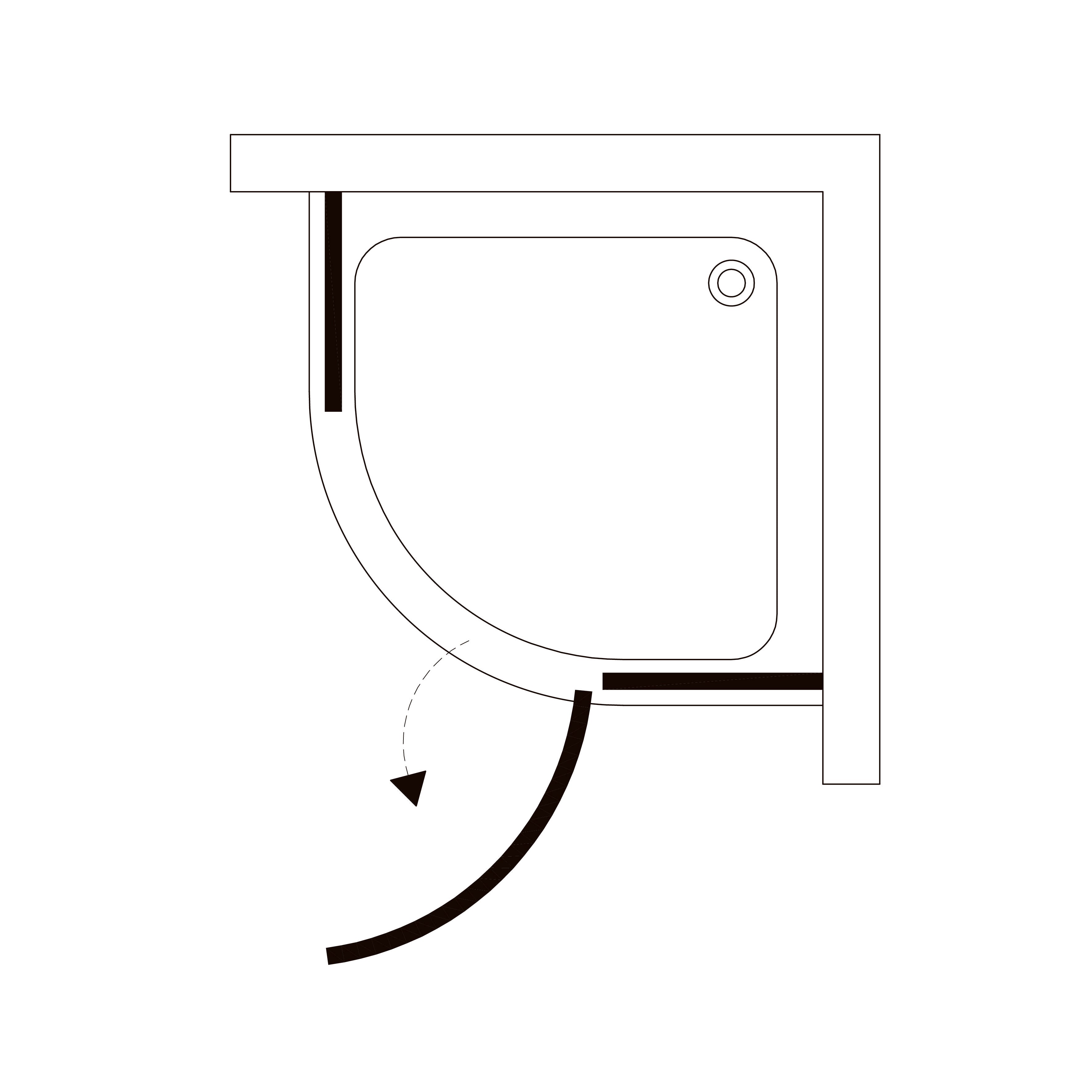 K90RC-1 Cabina de ducha Kvadro semicircular 900x900x1950 mm cristal clear