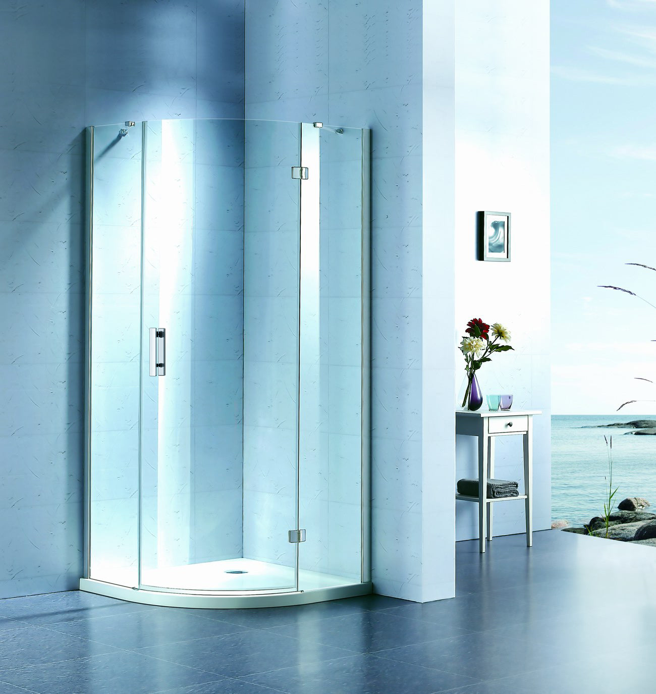 K90RC-1 Душова кабіна KVADRO напівкругла 900x900x1950 мм скло прозоре