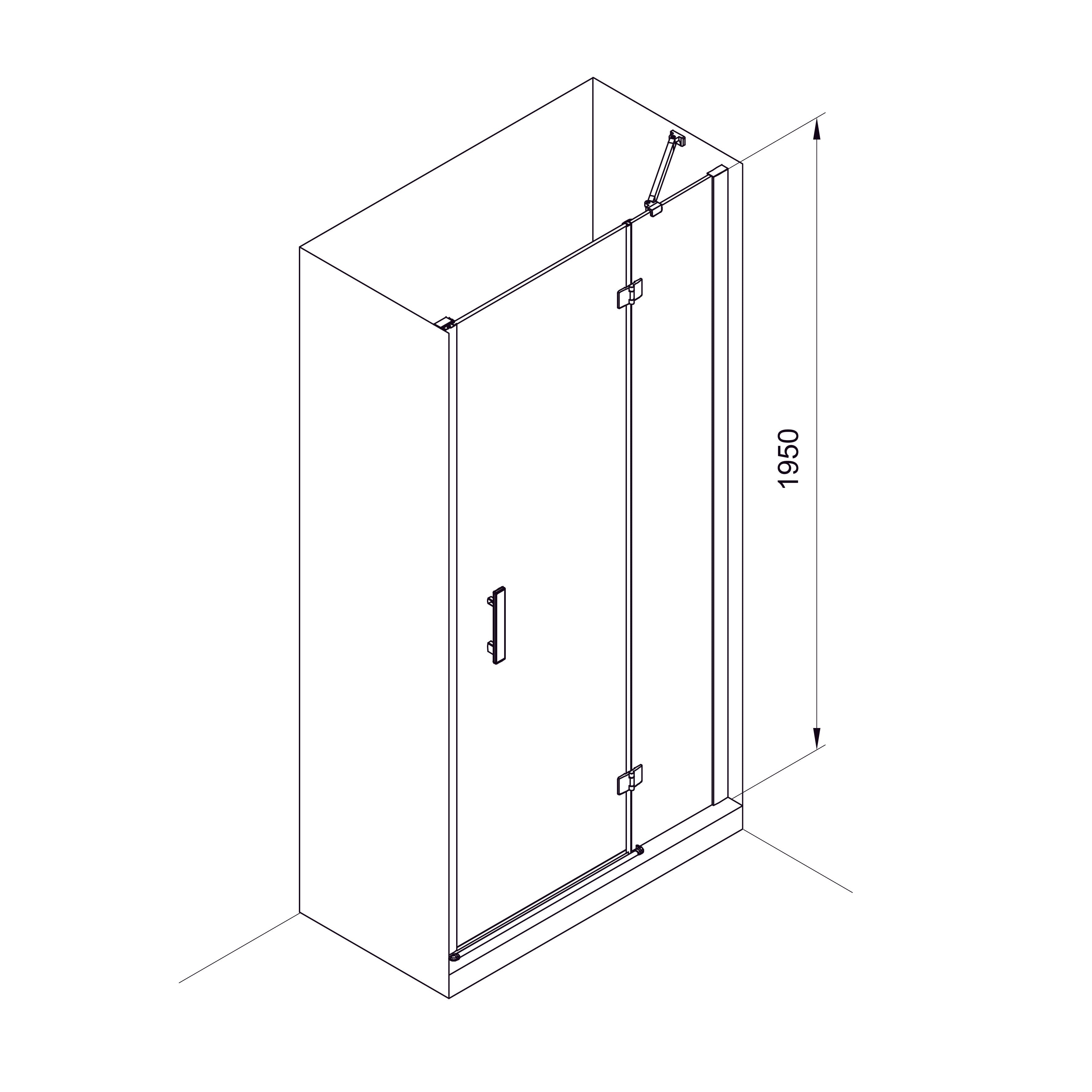 K90DC Душові двері KVADRO 900х1950 мм скло прозоре