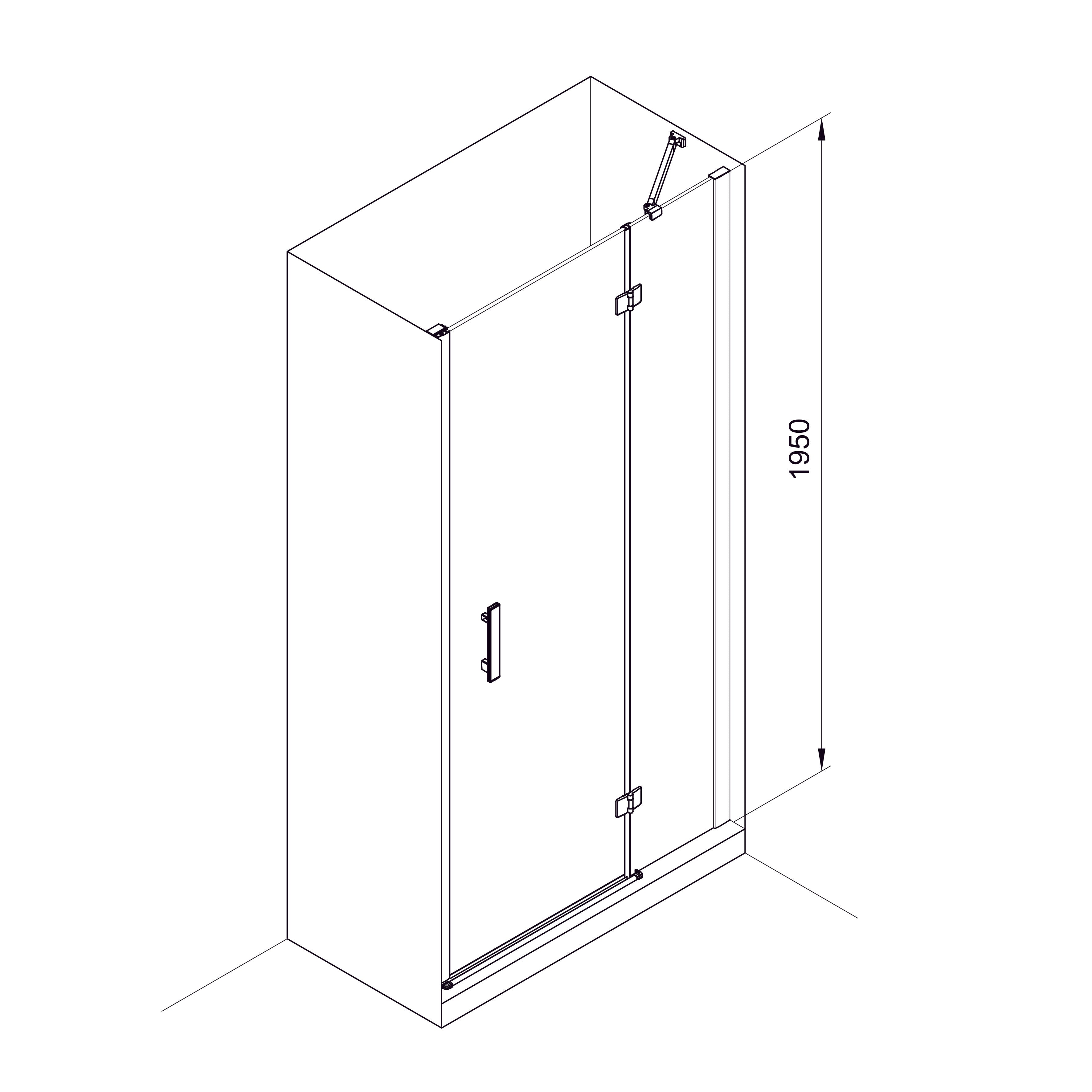 K100DC Душові двері KVADRO 1000х1950 мм Chrome Clear