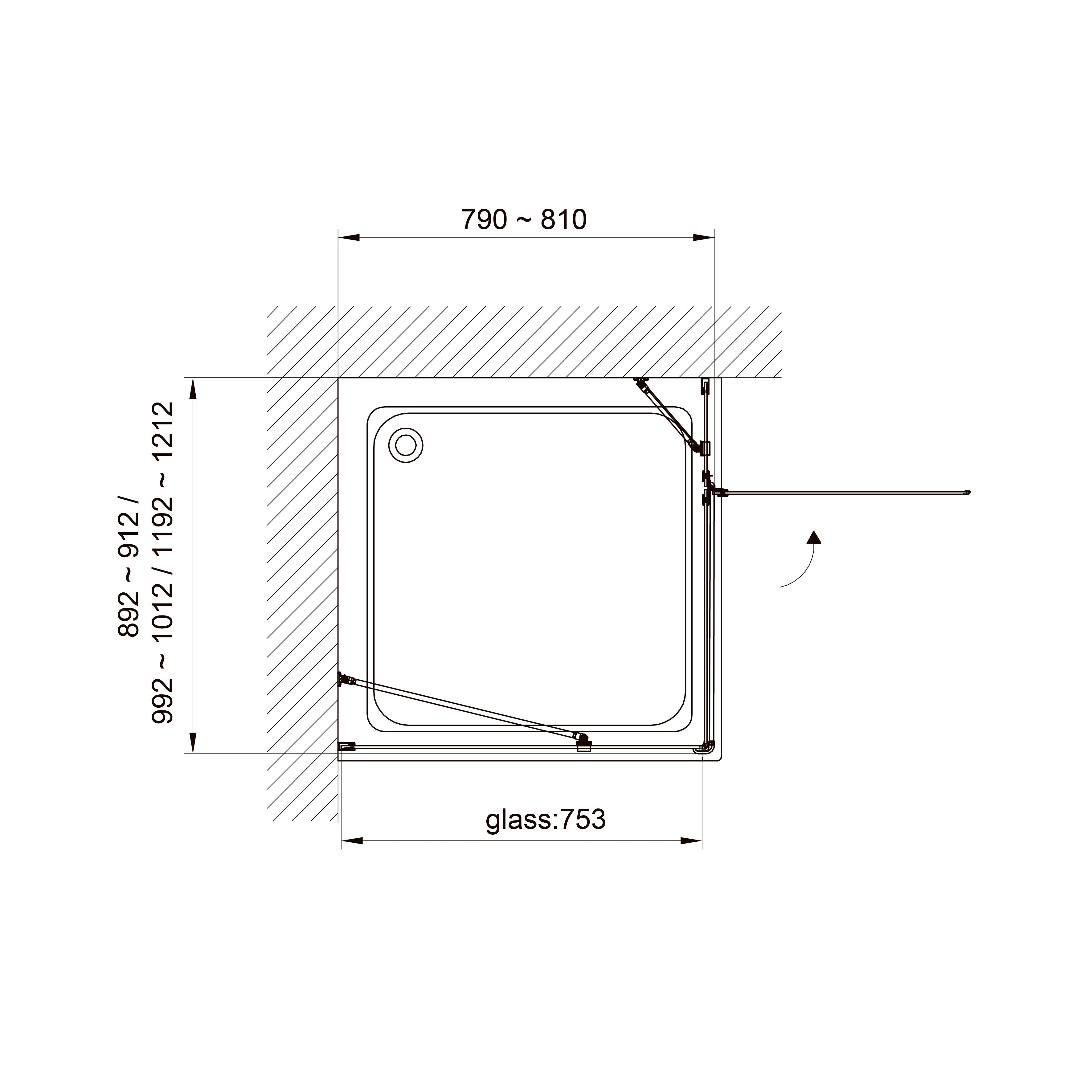 K80PC Panel fijo KVADRO 800x1950 mm cristal clear