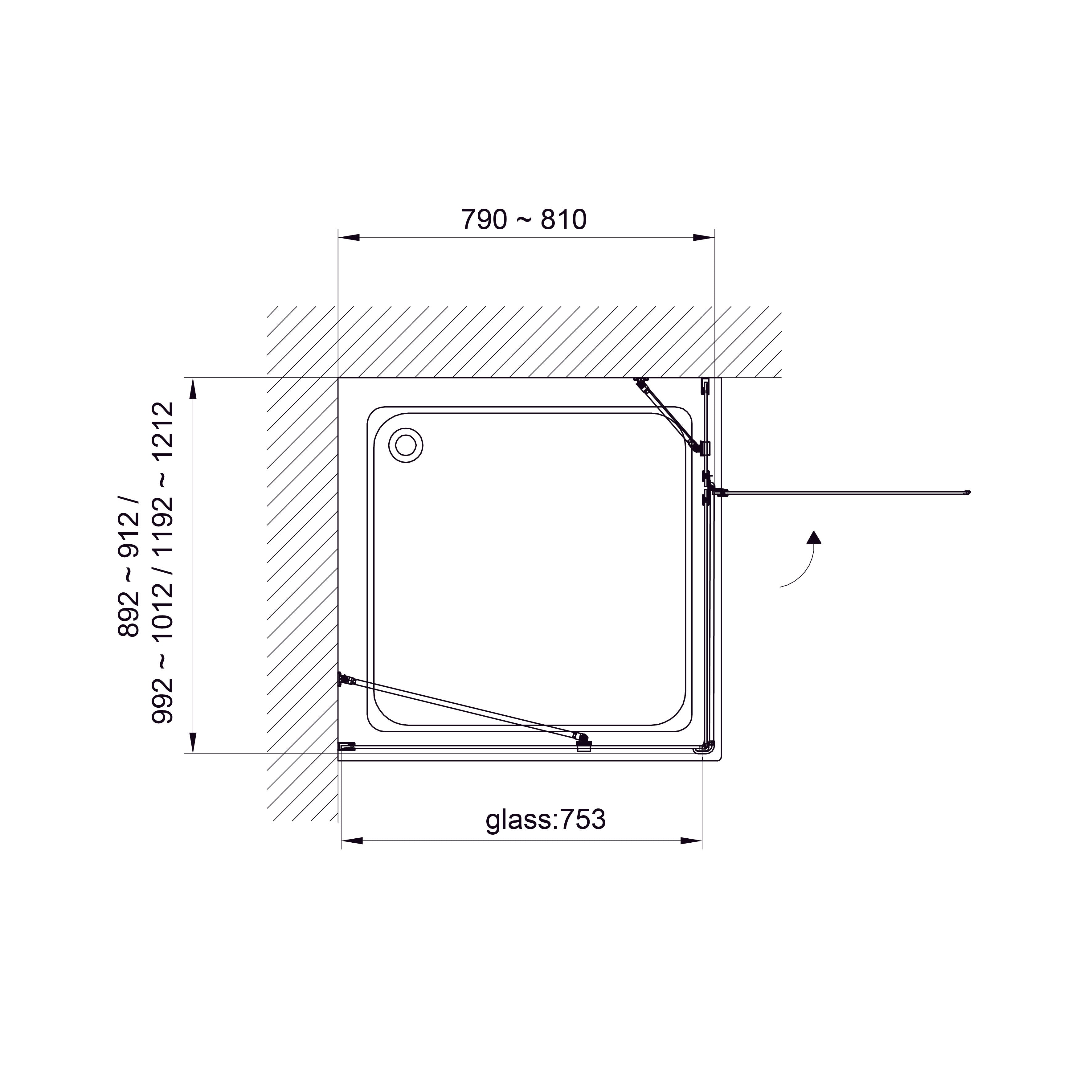 K80PC Бокова панель KVADRO 800х1950 мм скло прозоре