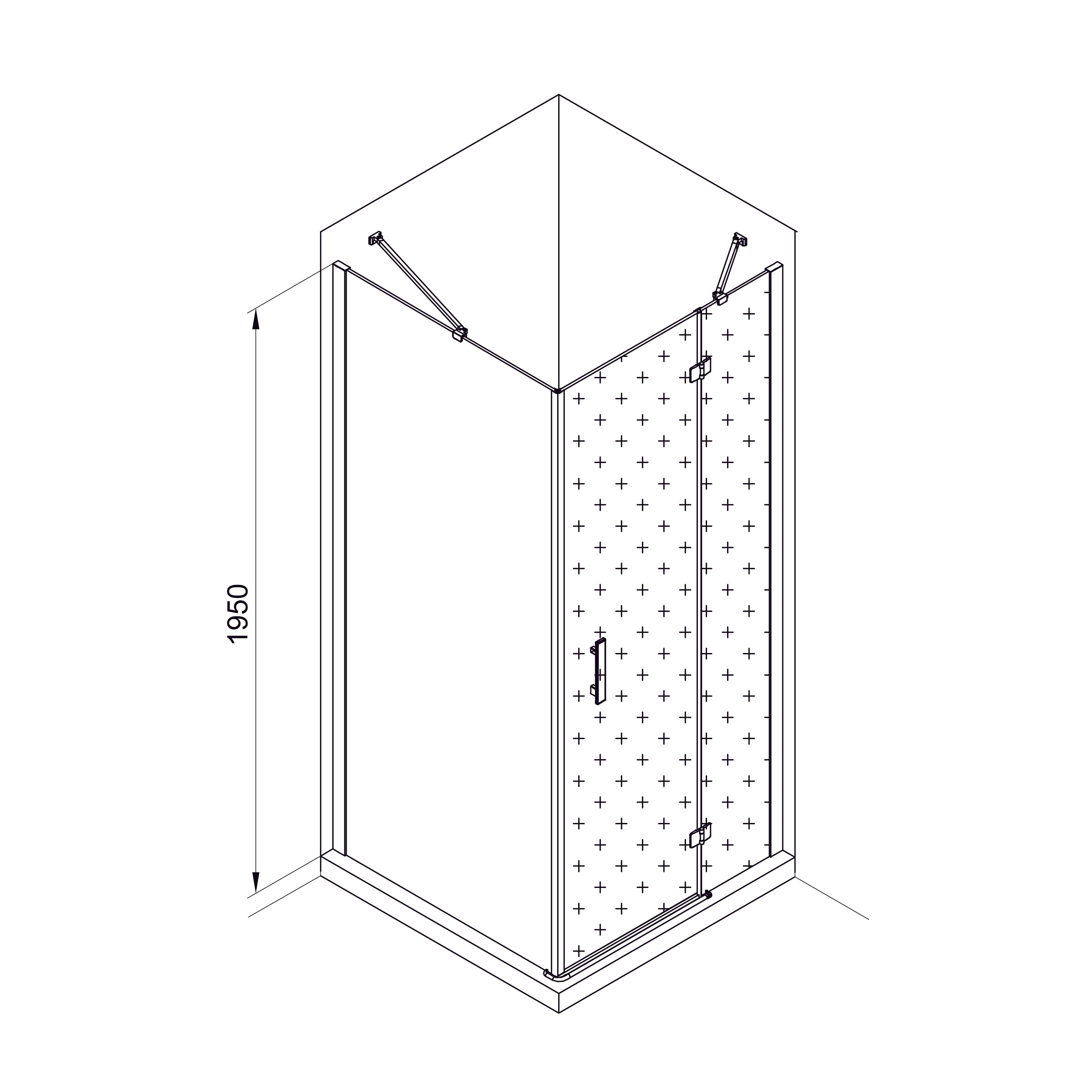 K90PC Бокова панель KVADRO 900х1950 мм скло прозоре