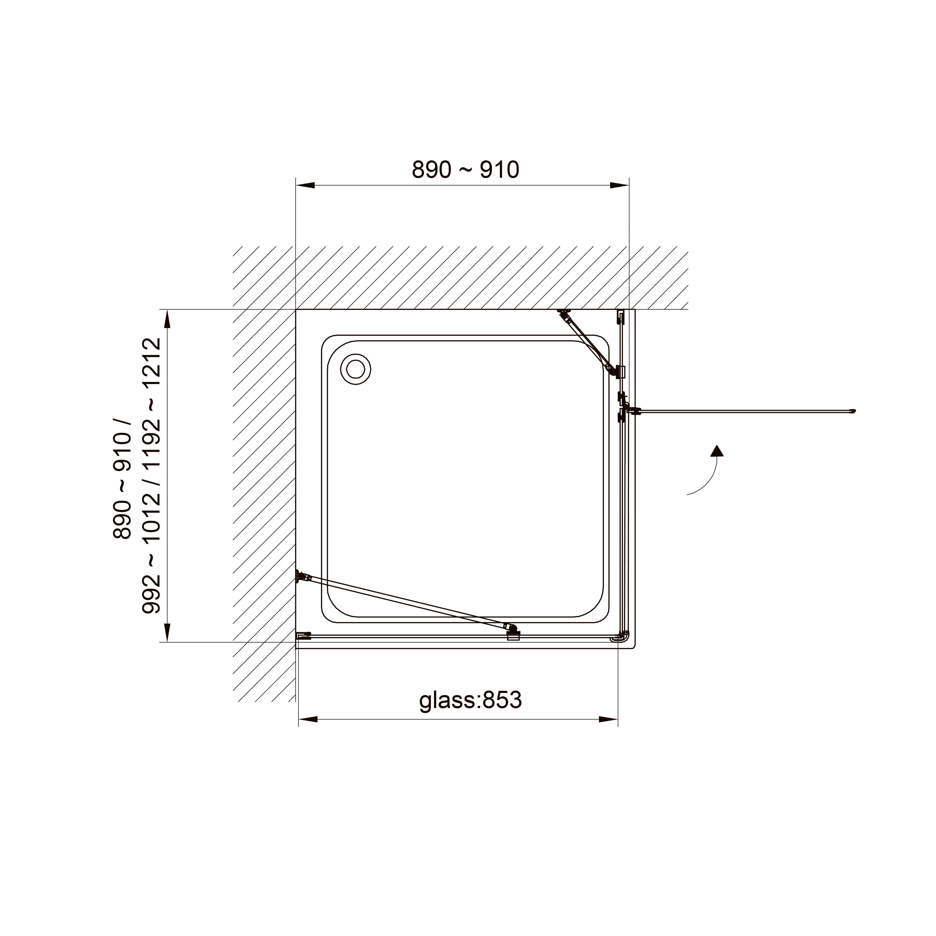 K90PC Panel fijo Kvadro 900x1950 mm cristal clear