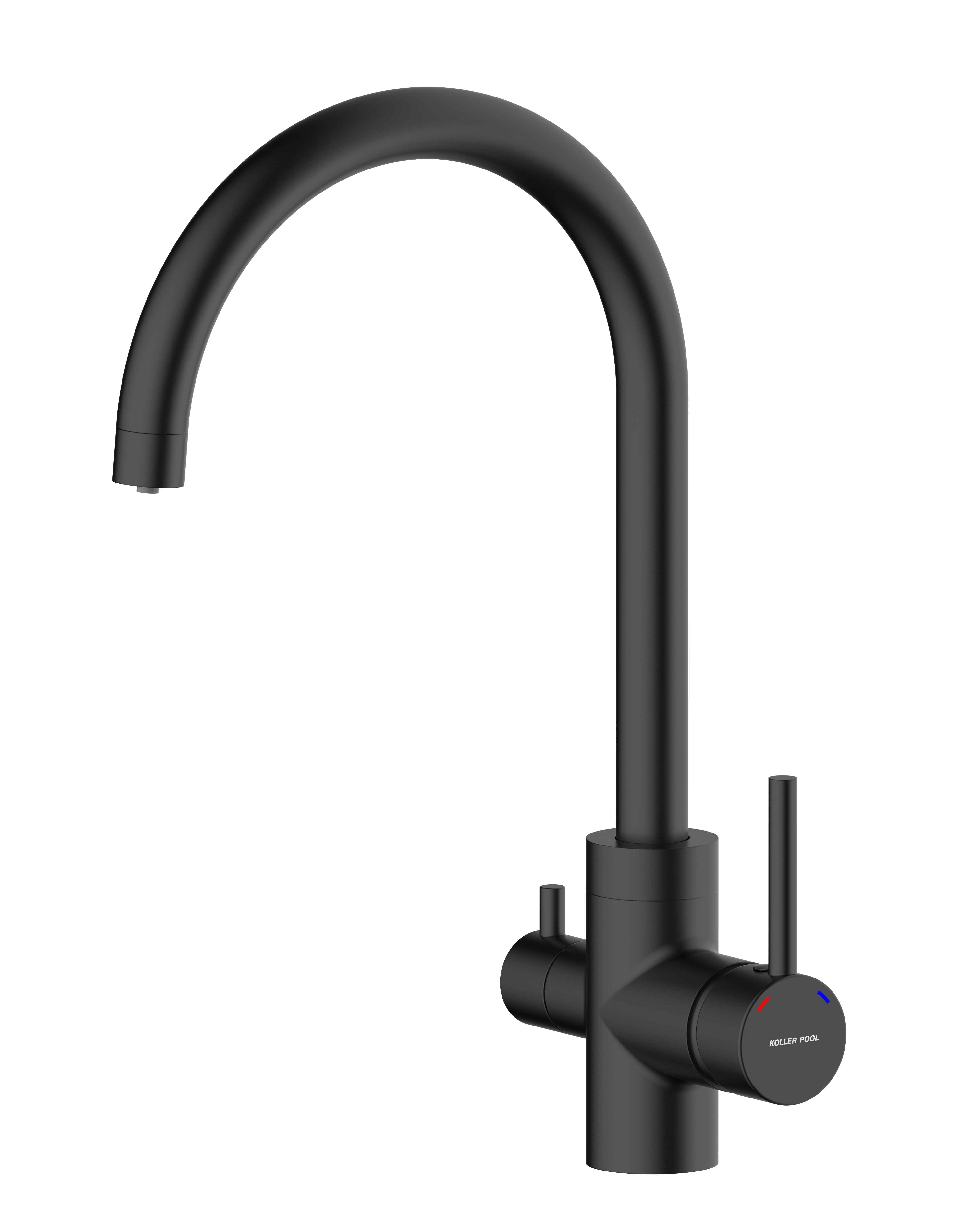 Orion Double Black Matt grifo de cocina negro mate con conexión para filtro