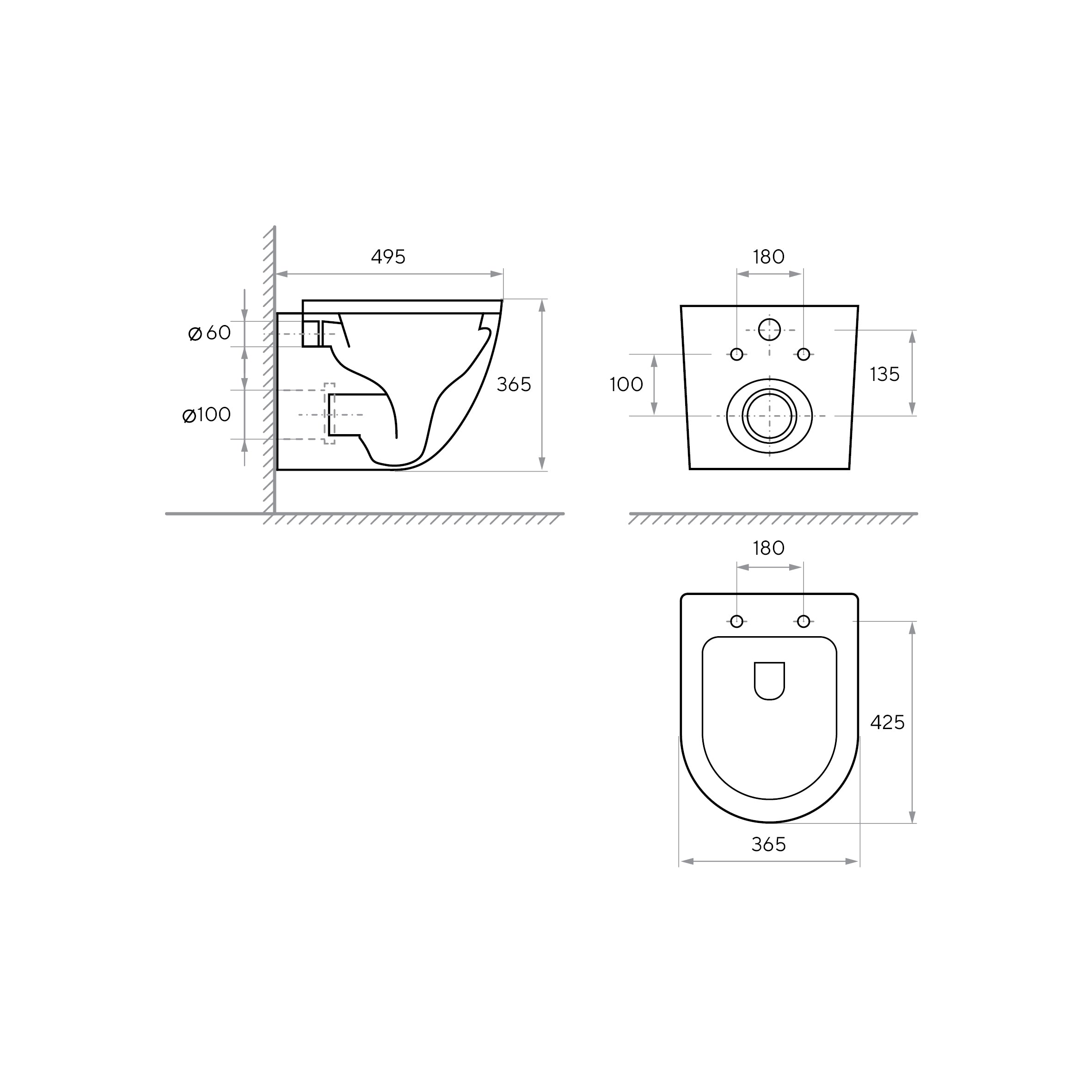 Round Smart wall-hung toilet with Soft-close seat