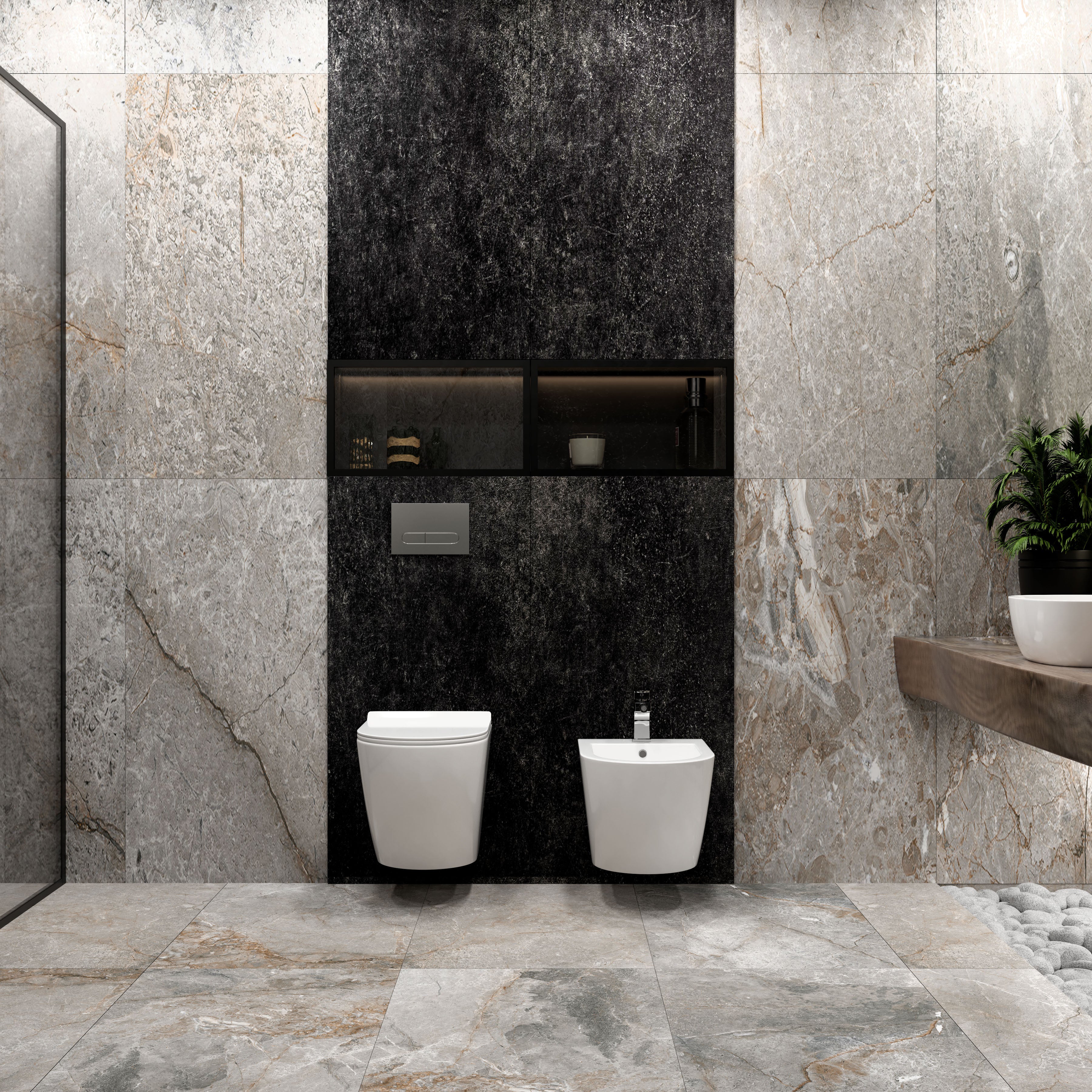 Round Smart wall-hung toilet with Soft-close seat