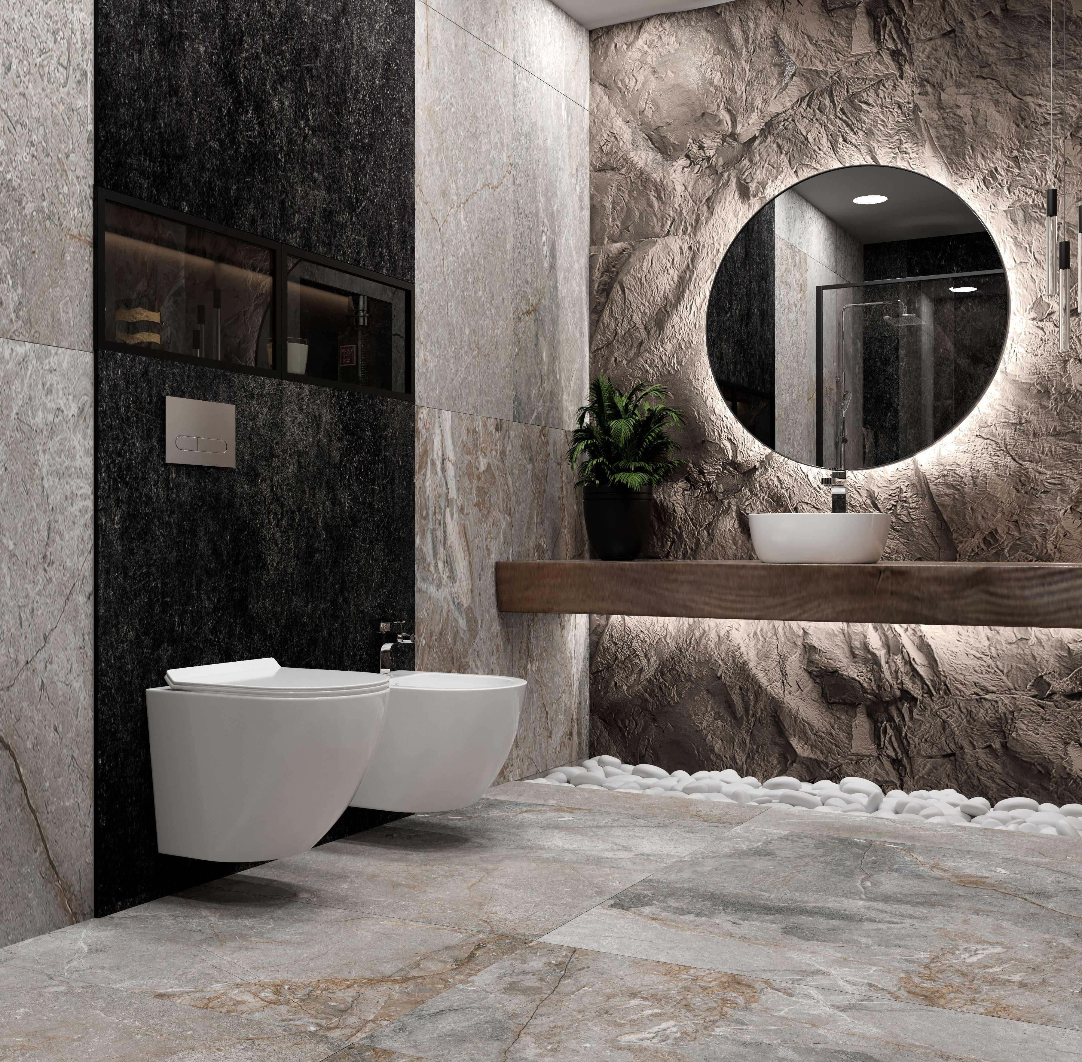 Round Smart wall-hung toilet with Soft-close seat