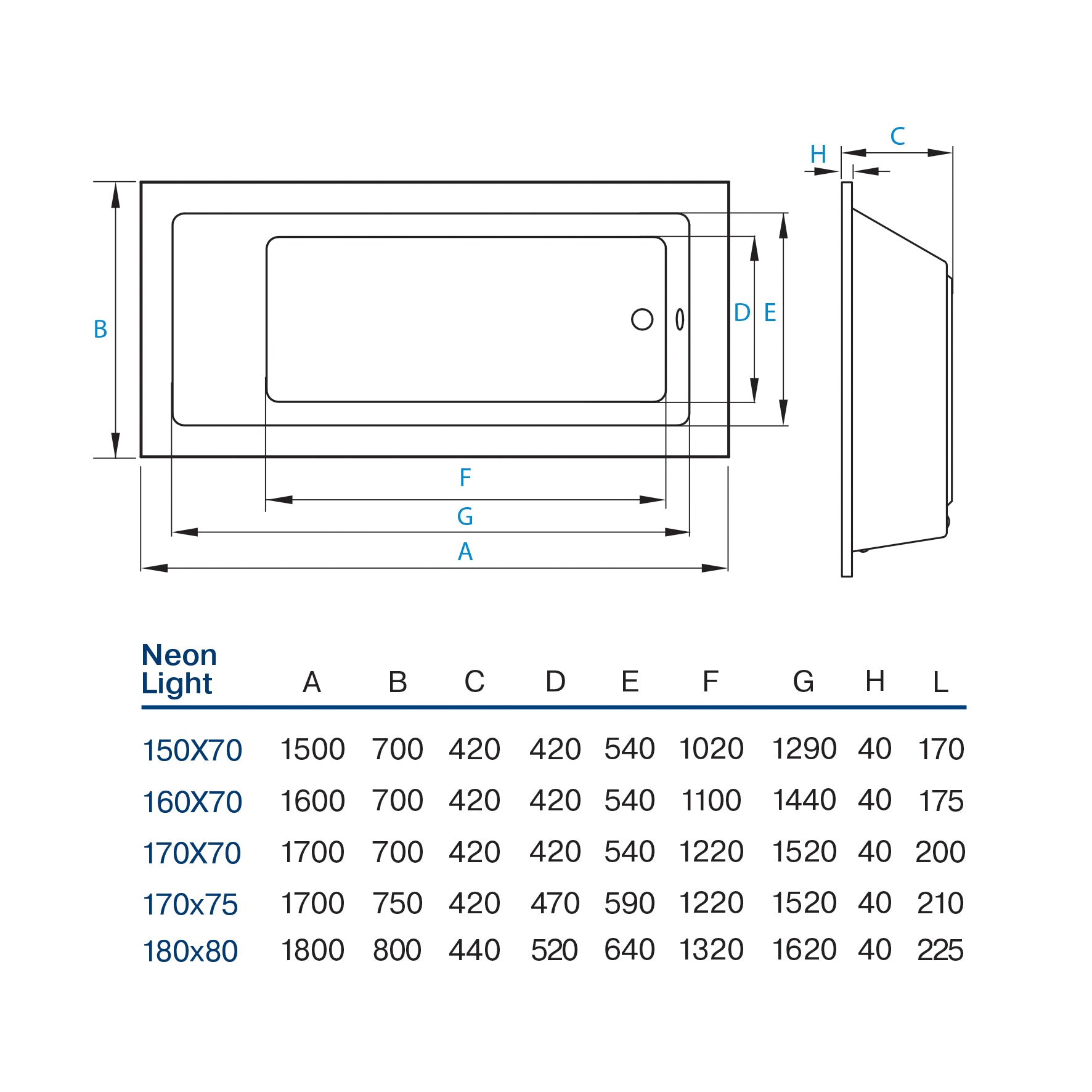 Vana Neon Light 170x70