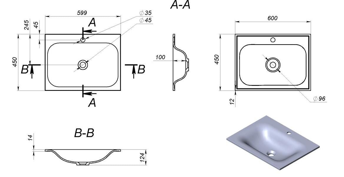 Konzolová skříňka bílá s umyvadlem Trend 60 cm