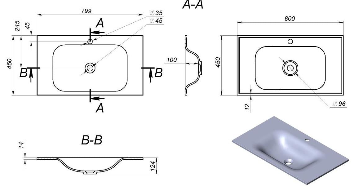 Konzolová skříňka bílá s umyvadlem Trend 80 cm