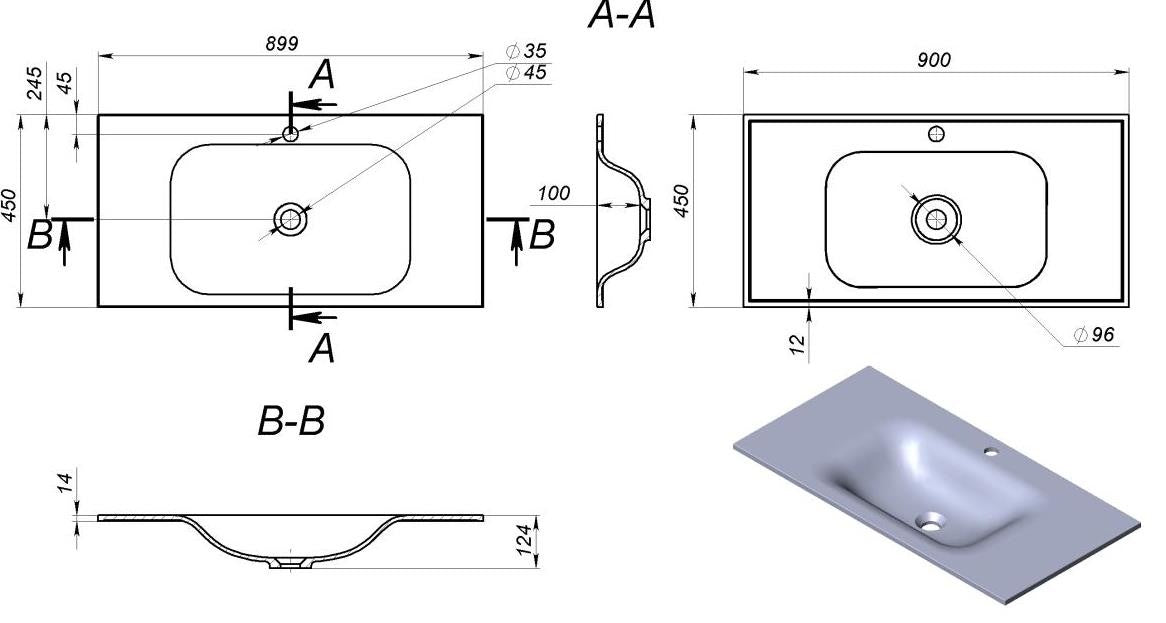 Stojící skříňka Edge New 900 (bílá) s umyvadlem