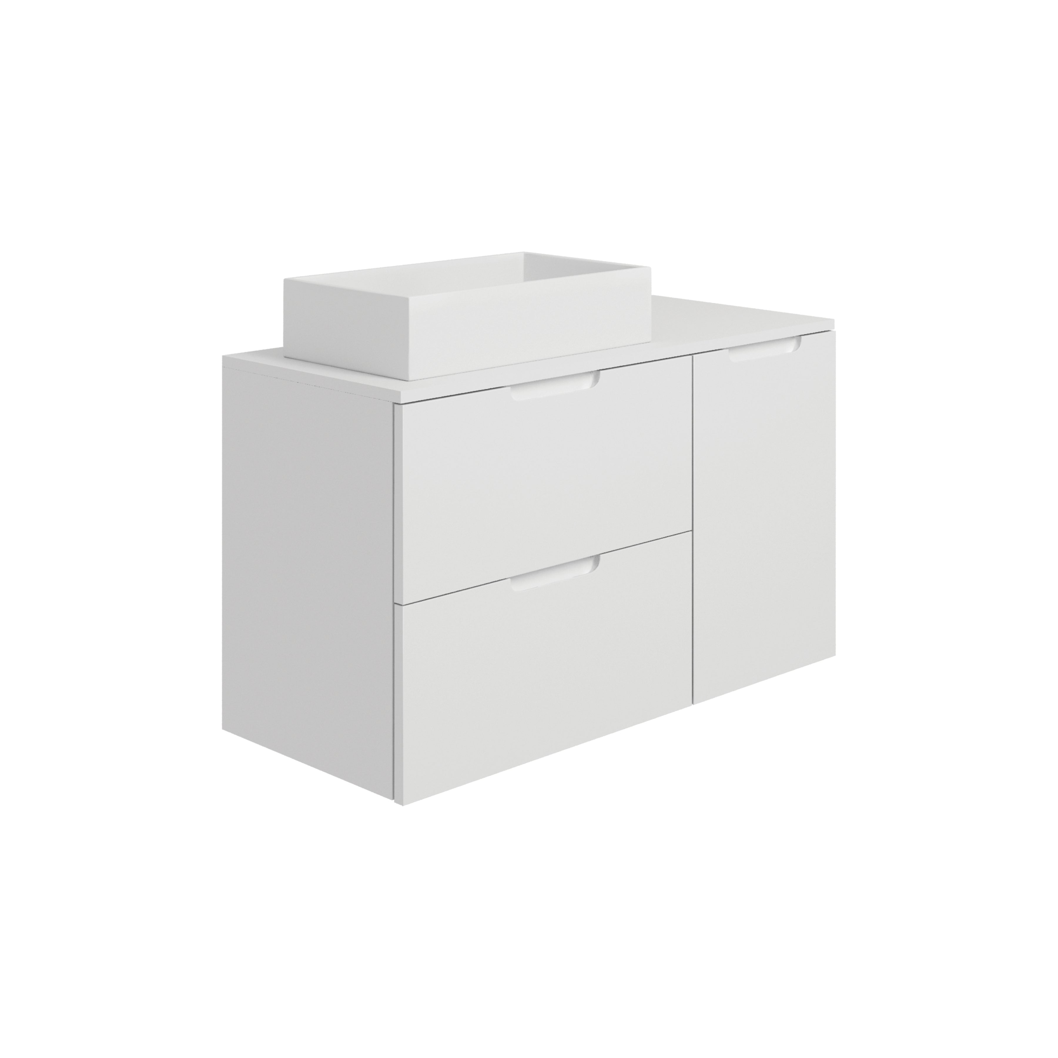 Konzolová skříňka bílá se dvěma zásuvkami a košem na prádlo Aqua New