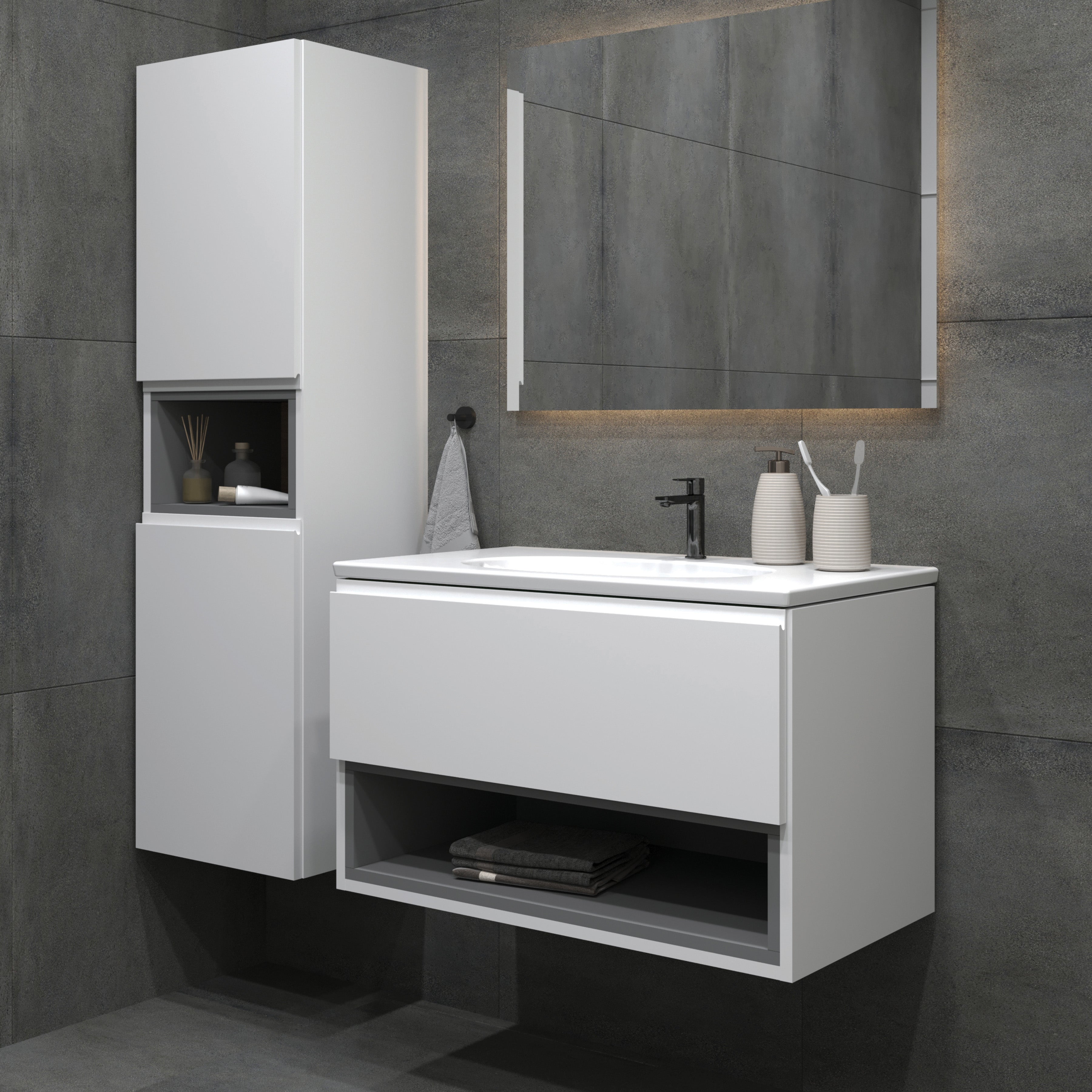 STREAM 80 cm combined wall-hung cabinet with washbasin