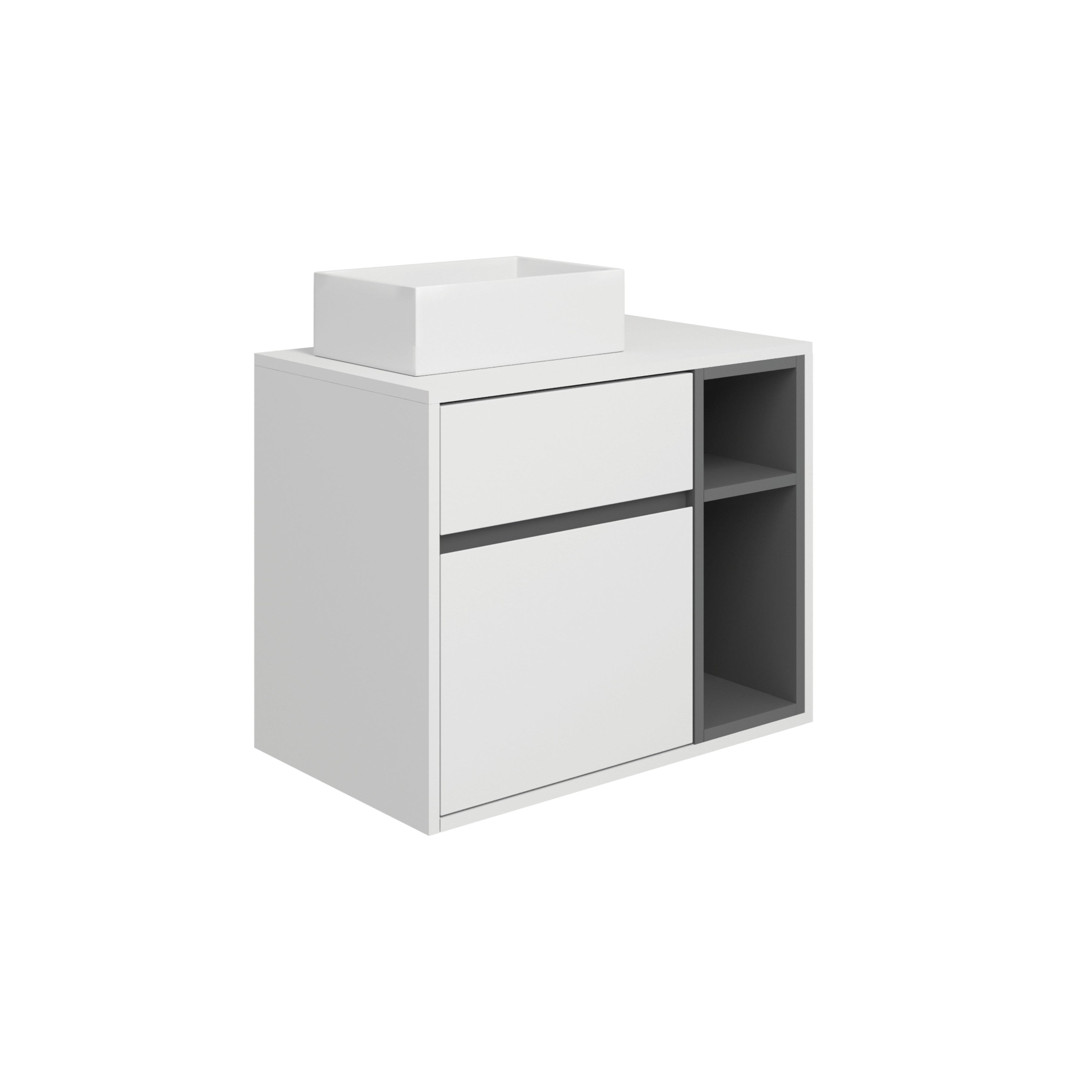 Kvadro New 75 cm Kombinierter Wandhängender Unterschrank mit zwei Schubladen und Kvadro Waschbecken 50 cm