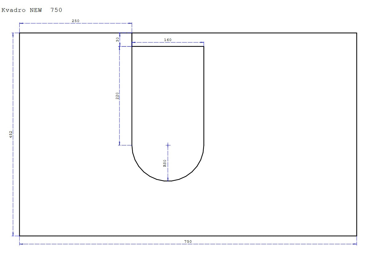 Kvadro New 75 cm mueble consola combinado con dos cajones y lavabo Kvadro 50 cm