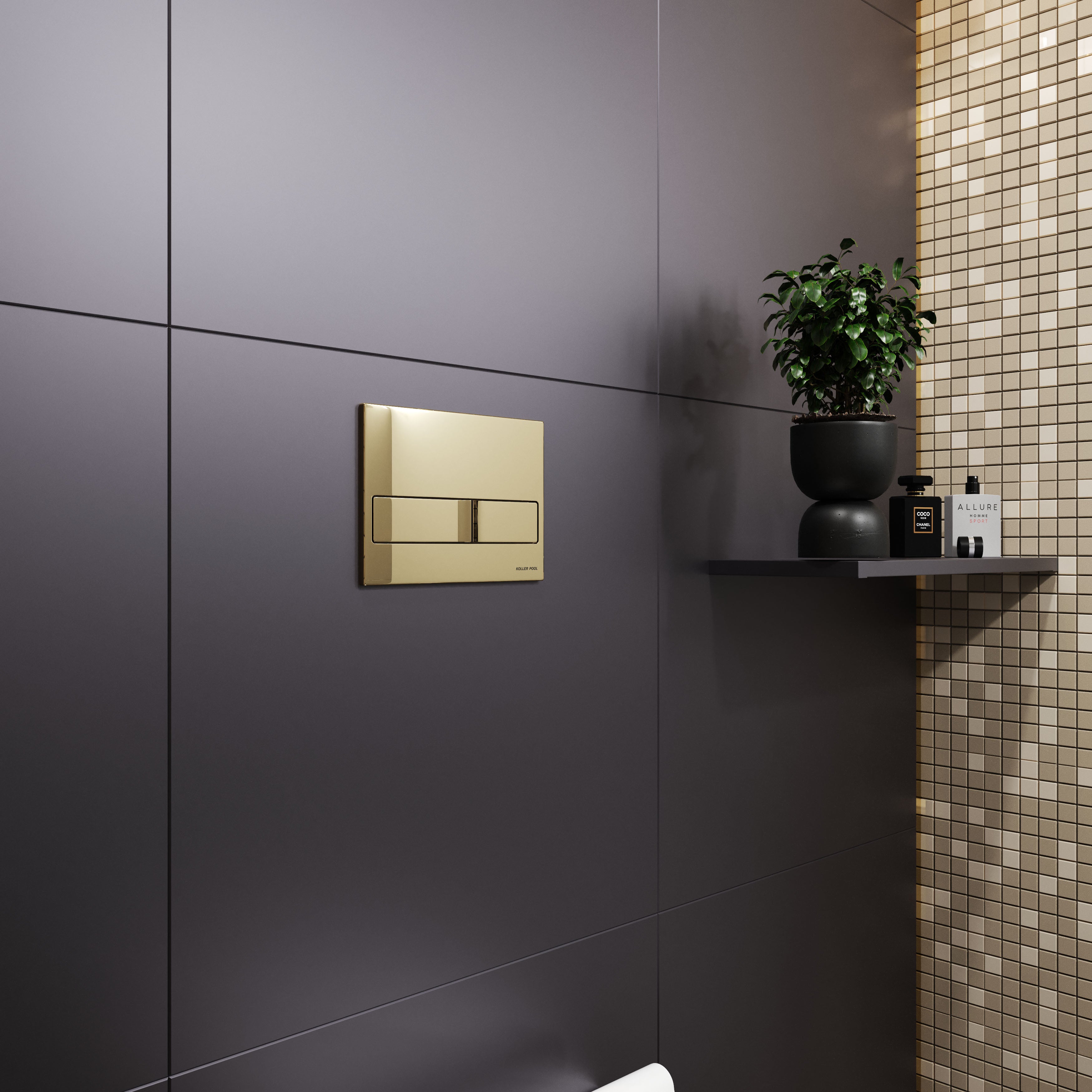 Neon przycisk spłukujący złoty