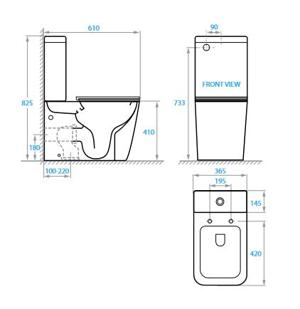Kvadro Smart Compact: floor-standing toilet with Soft-close seat + cistern (Tornado flush)