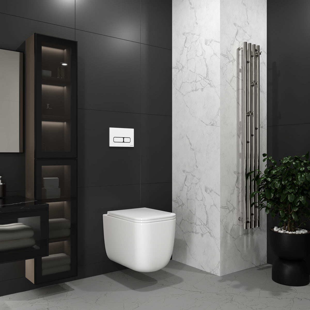 Kvadro Start wall-hung toilet with Soft-close seat, Tornado flush
