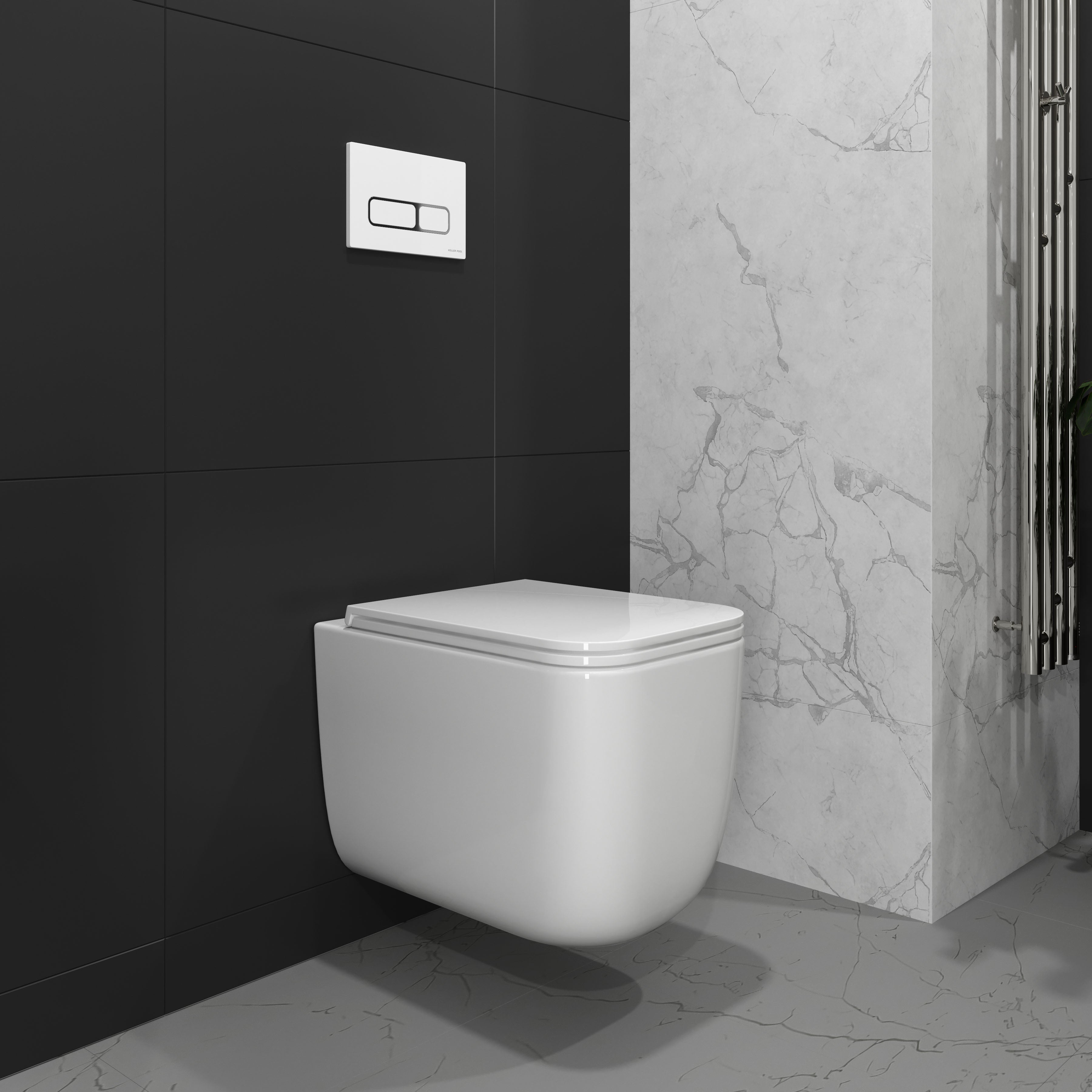 Kvadro Start wall-hung toilet with Soft-close seat, Tornado flush