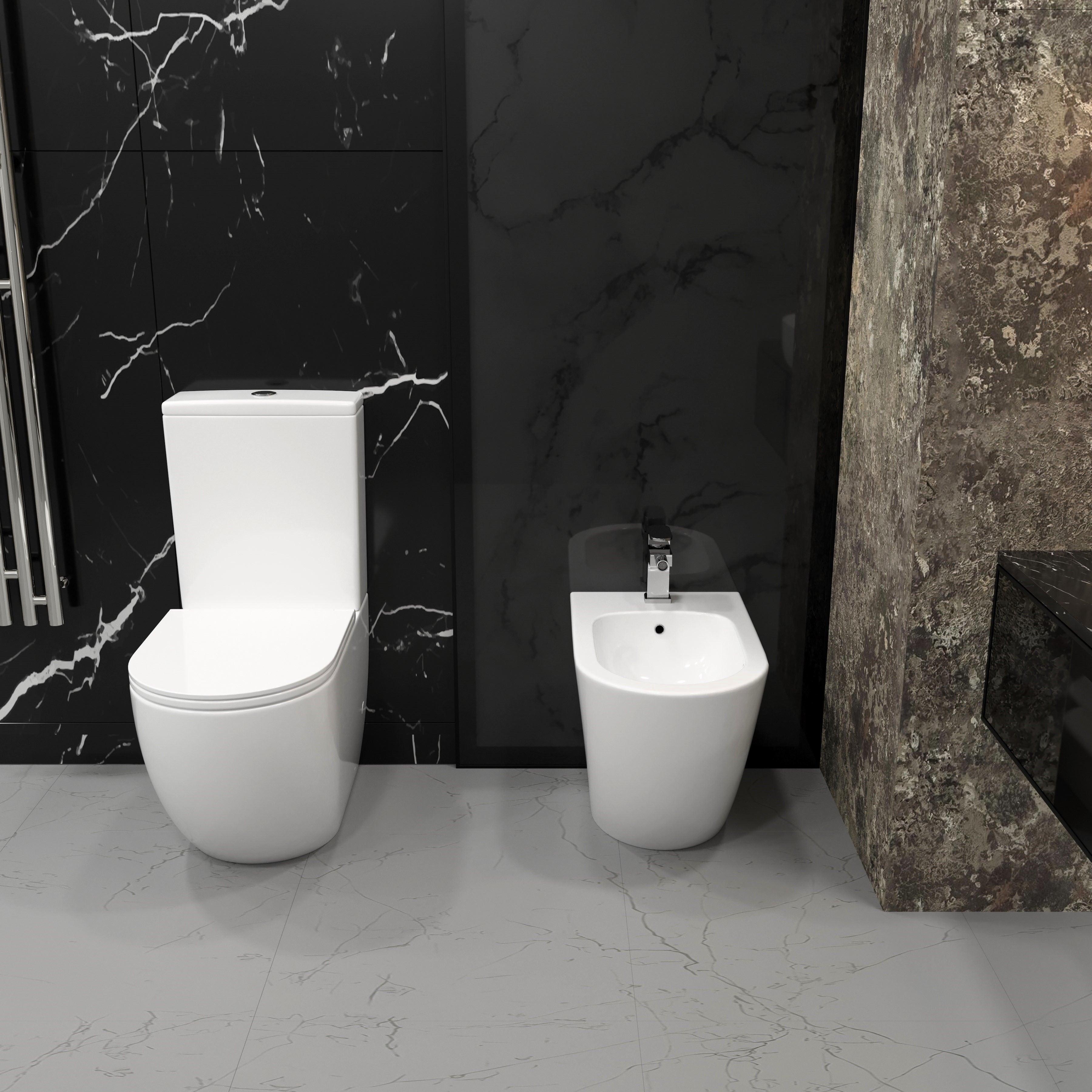 Round Smart Compact: floor-standing toilet with Soft-close seat + cistern, Tornado flush