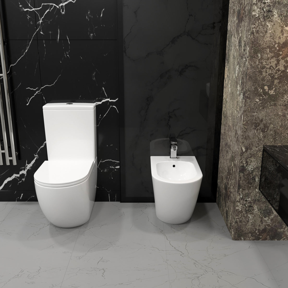 Round Smart compacto inodoro de pie con asiento Soft-close y cisterna (descarga Tornado)