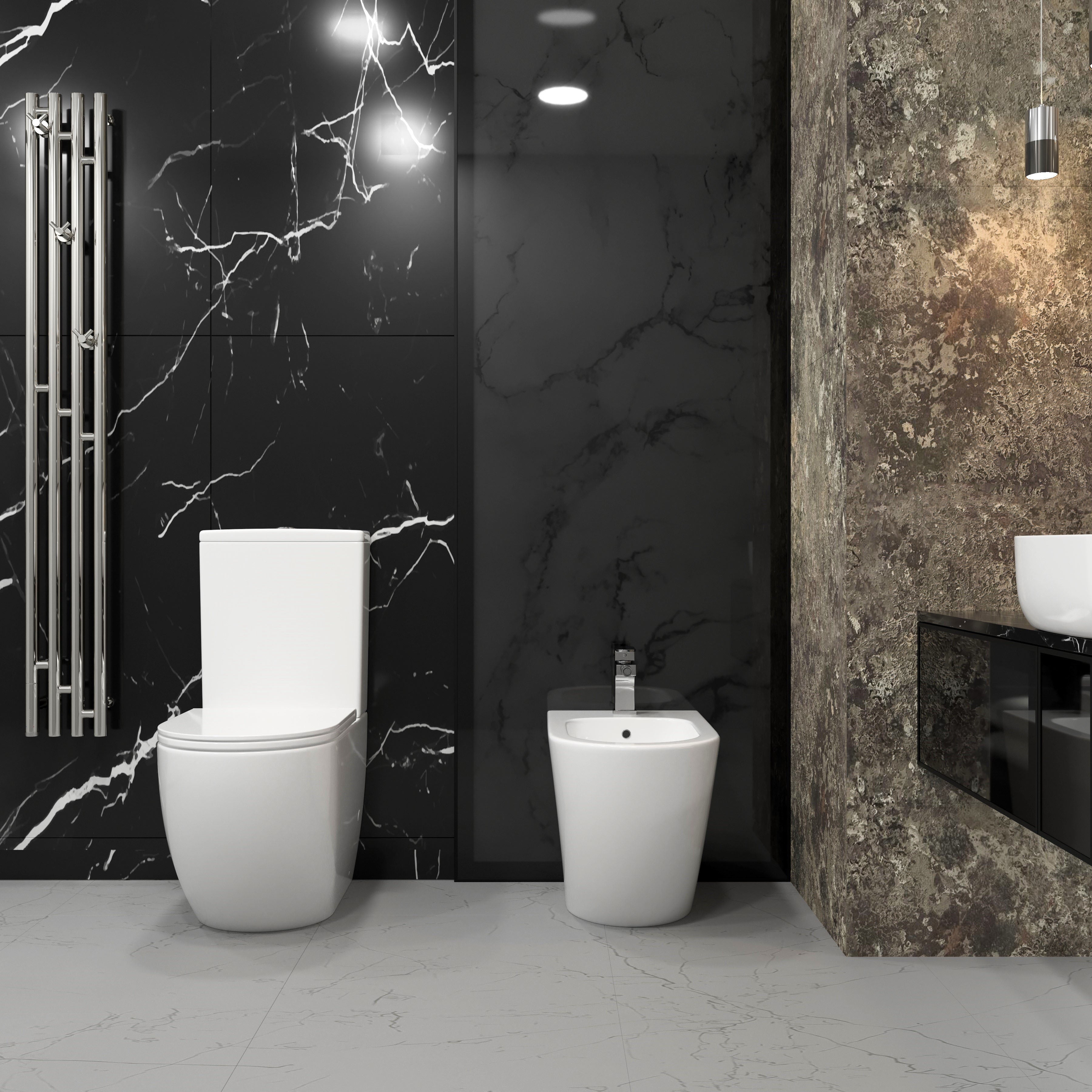 Round Compact: floor-standing toilet with Soft-close seat + cistern