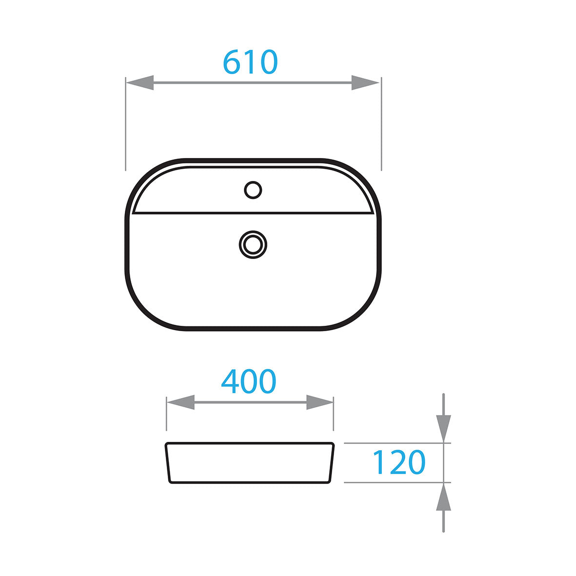 Trend lavabo sobre encimera 610×400 mm