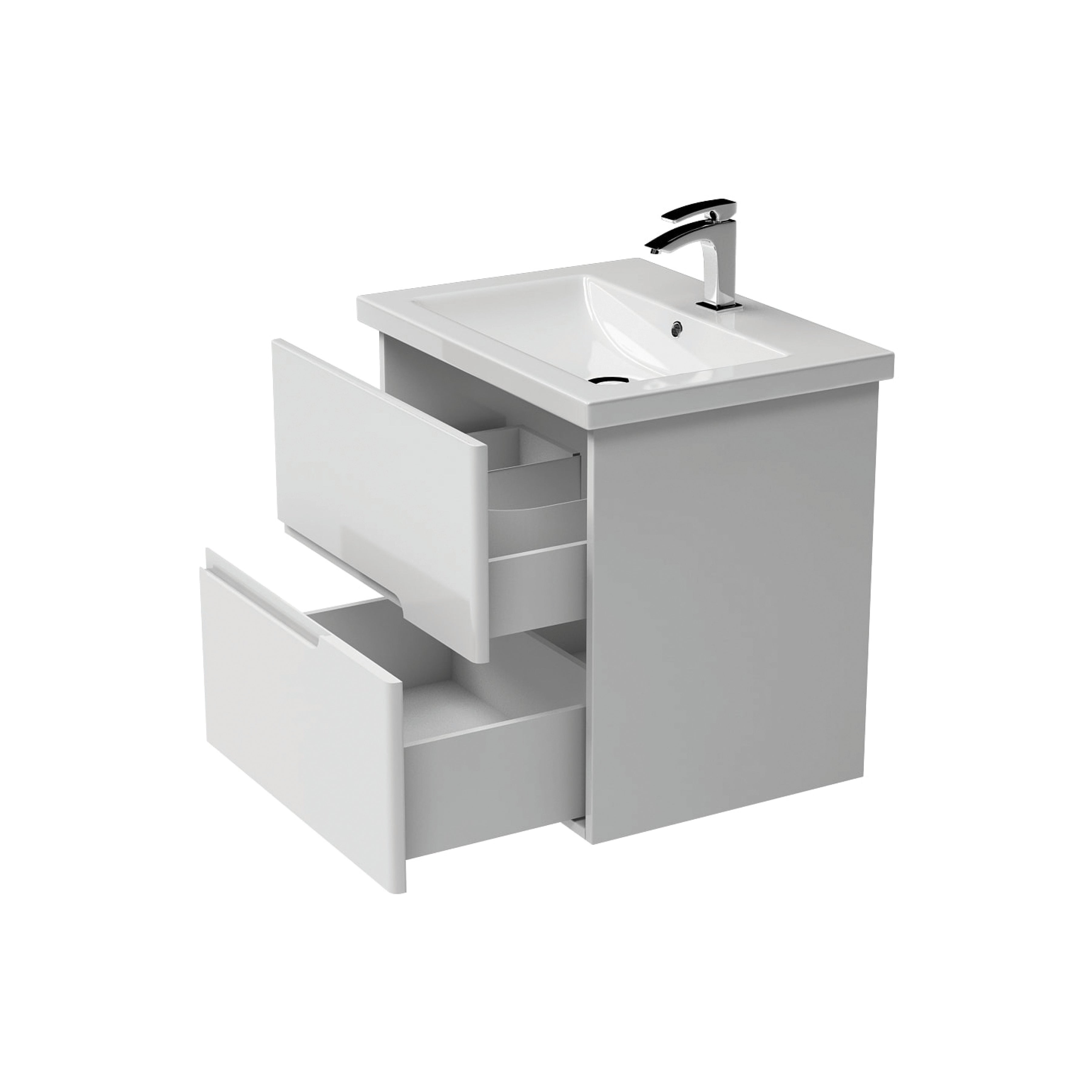 Тумба консольна GRACE 600 (білий глянець) з умивальником