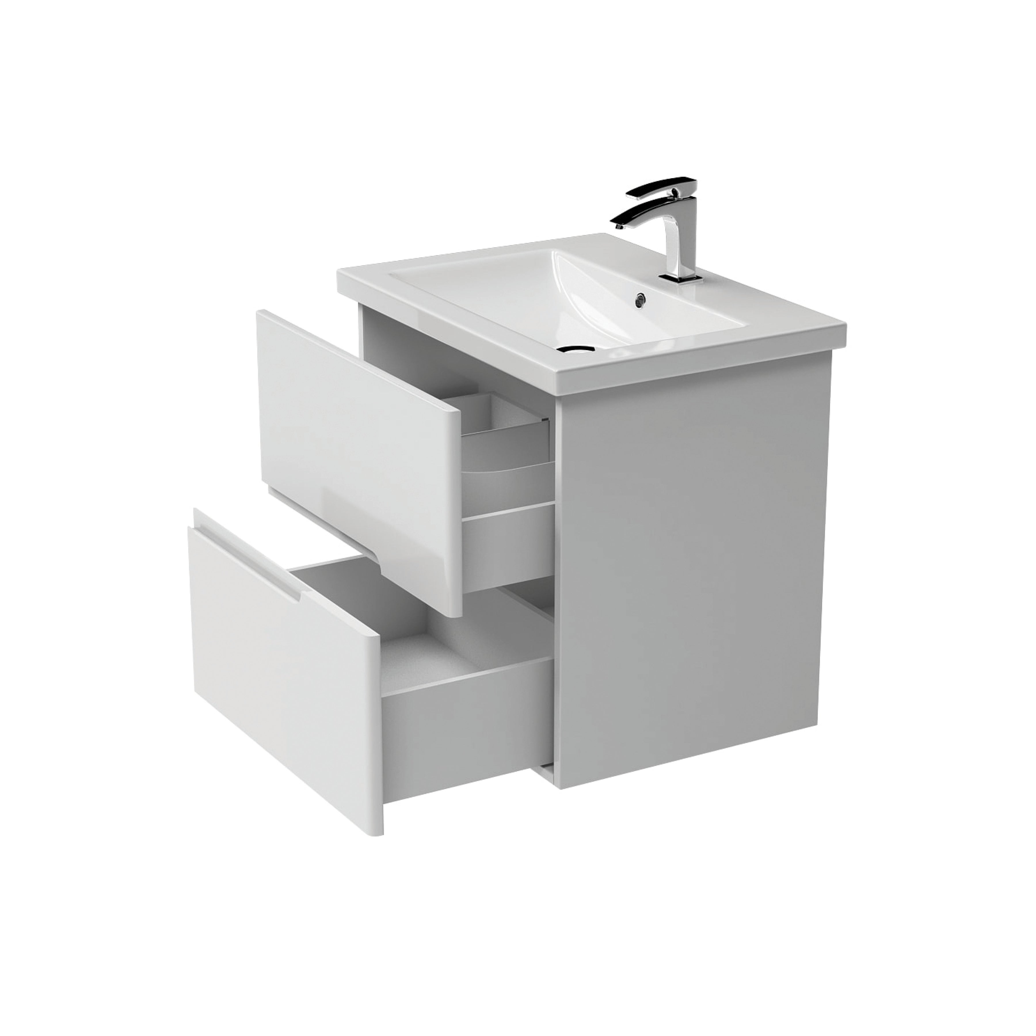 Konzolová skříňka Grace 700 (bílý lesk) s umyvadlem