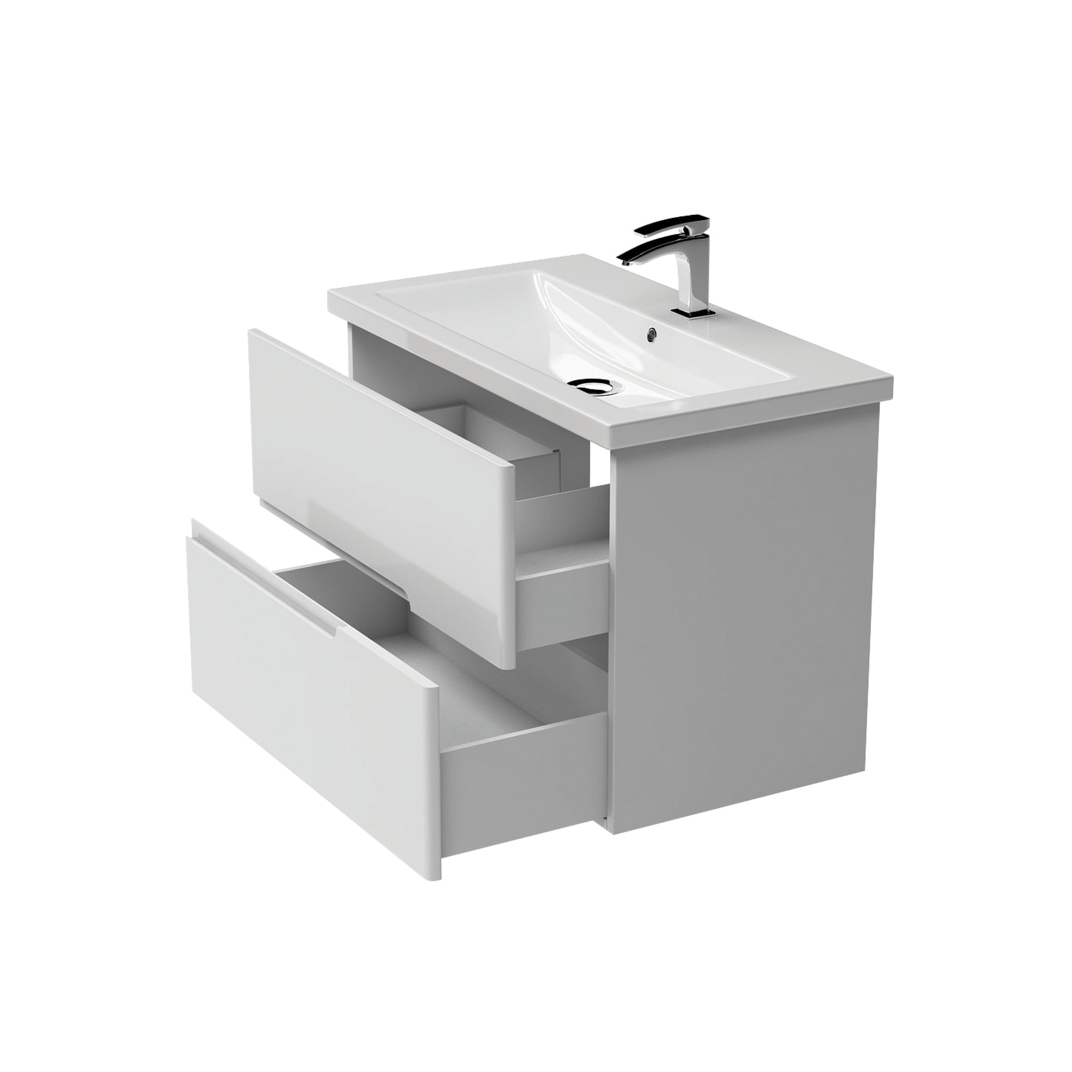 Grace 800 wall-hung cabinet (white gloss) with washbasin