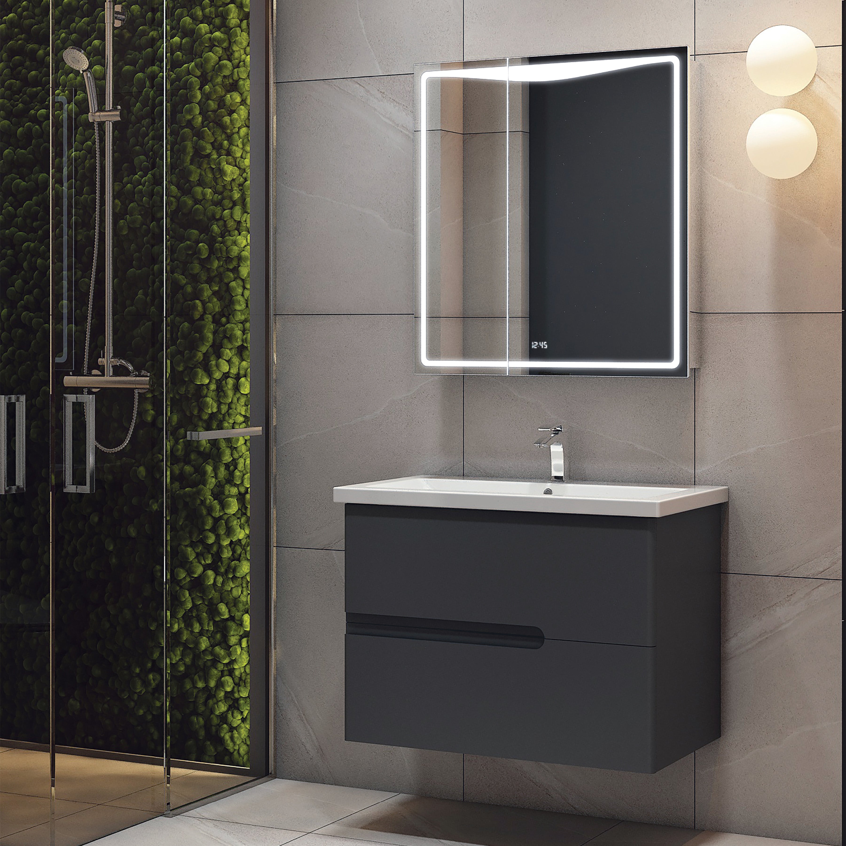 Тумба консольна GRACE 700 (графіт матовий) з умивальником