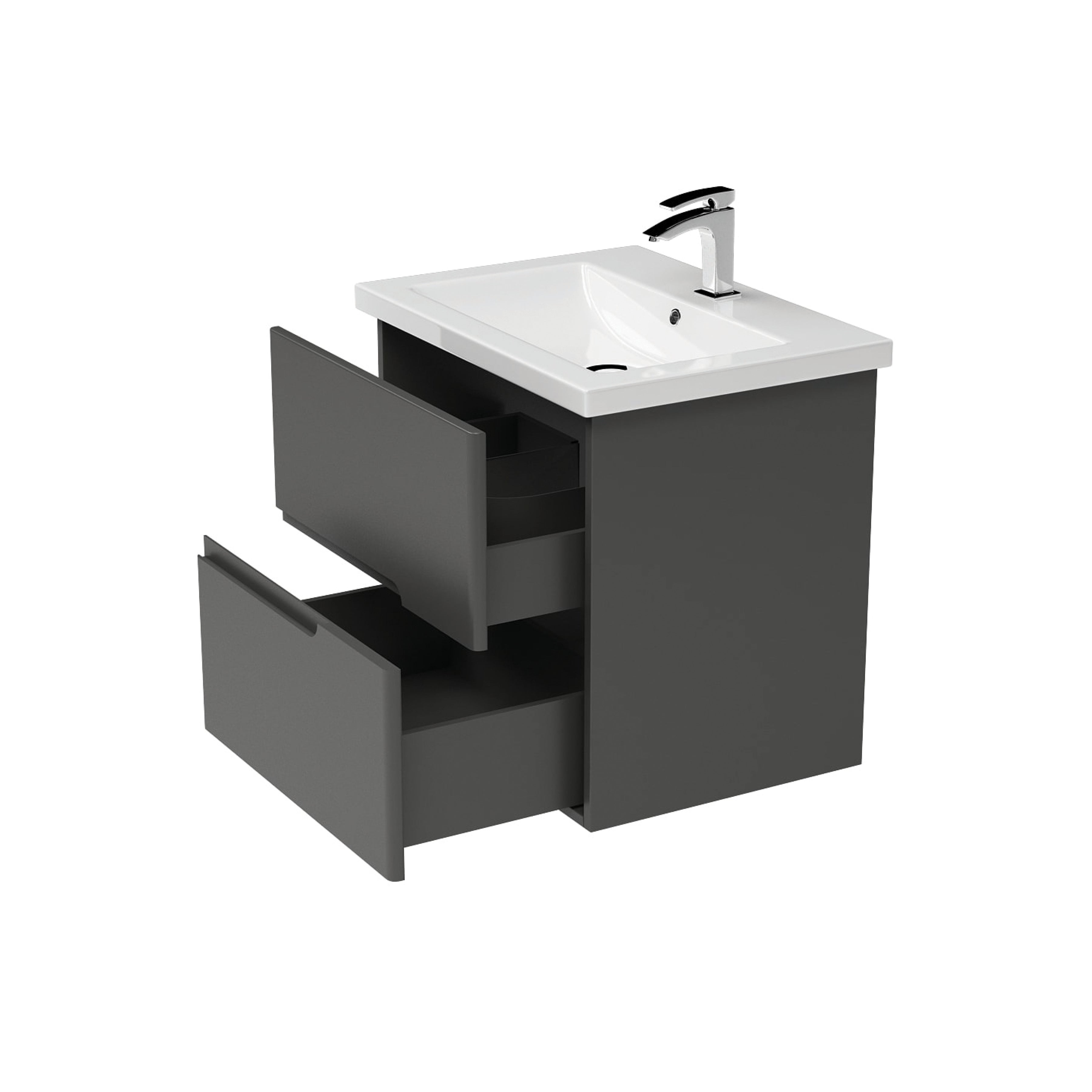 Тумба консольна GRACE 700 (графіт матовий) з умивальником