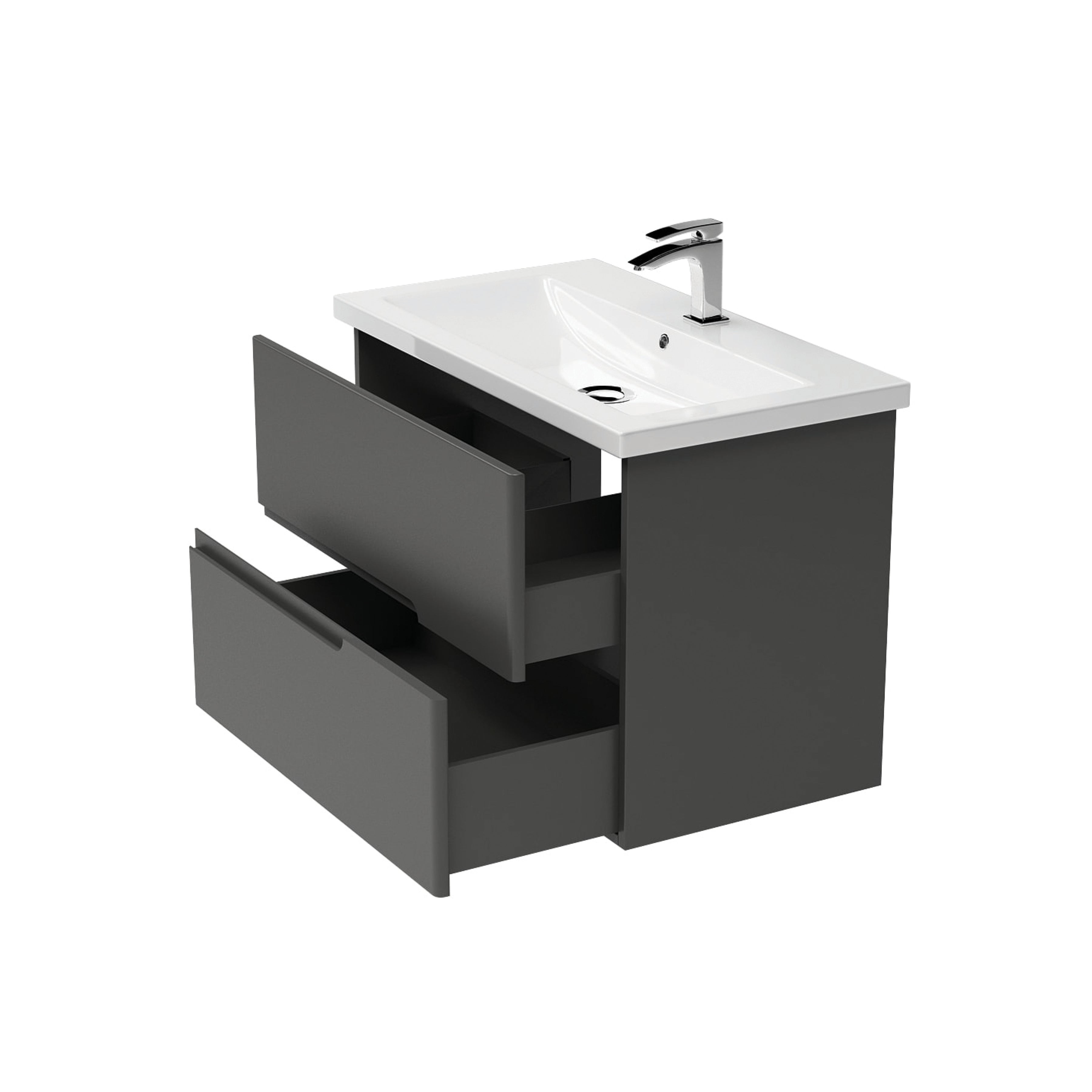Тумба консольна GRACE 800 (графіт матовий) з умивальником
