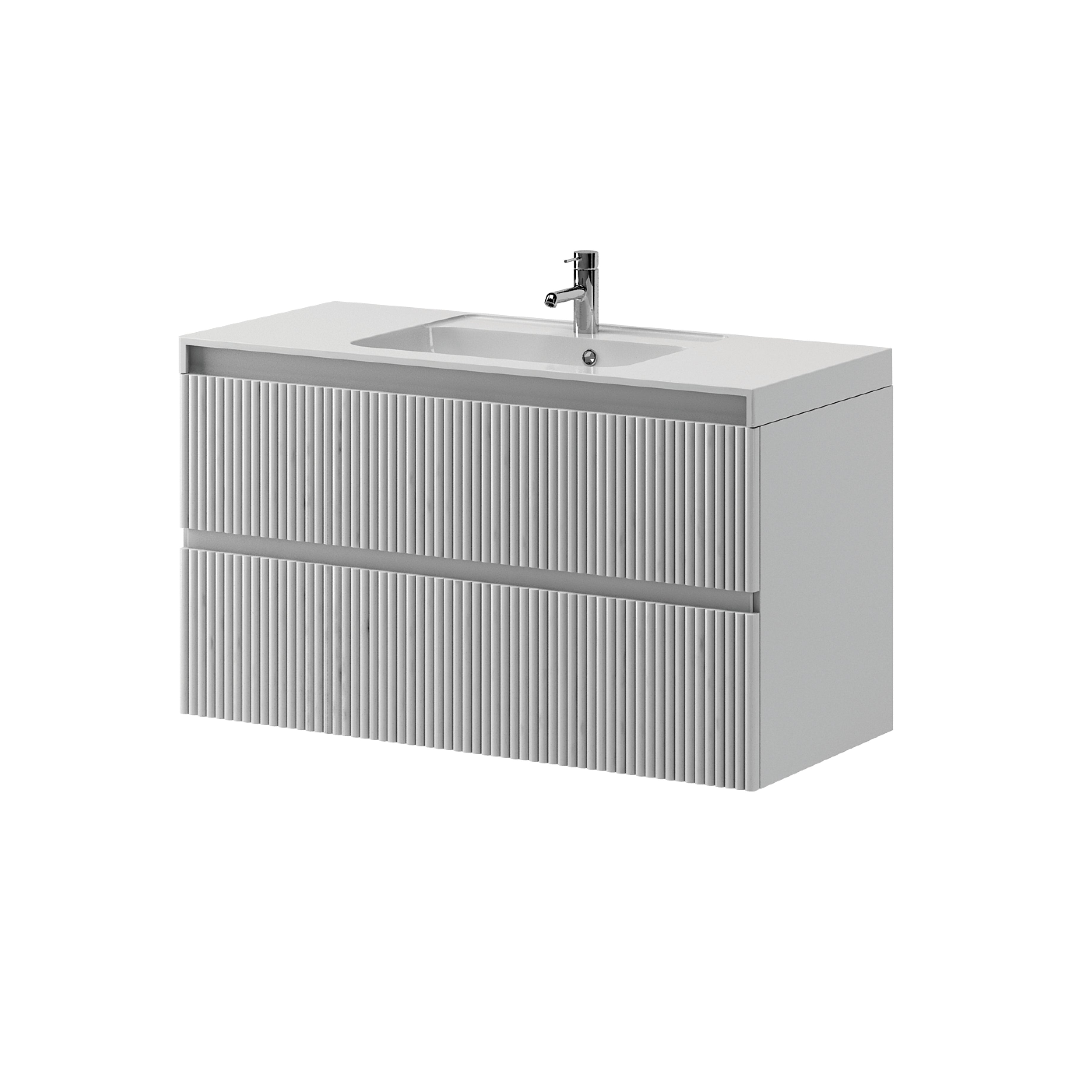 Konzolová skříňka Line 1000 (bílý matný) s umyvadlem