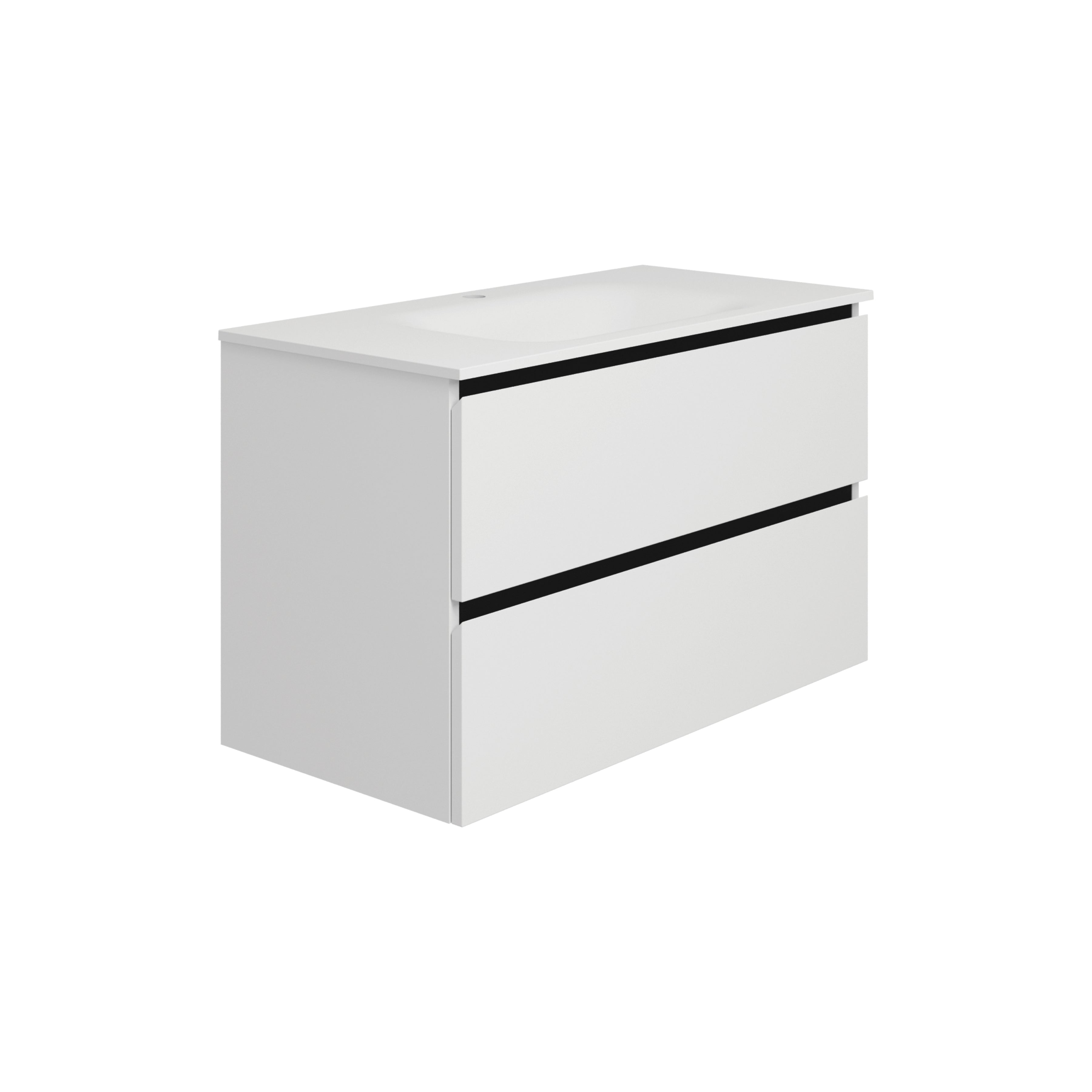 Orion 900 wall-hung cabinet (white) with washbasin