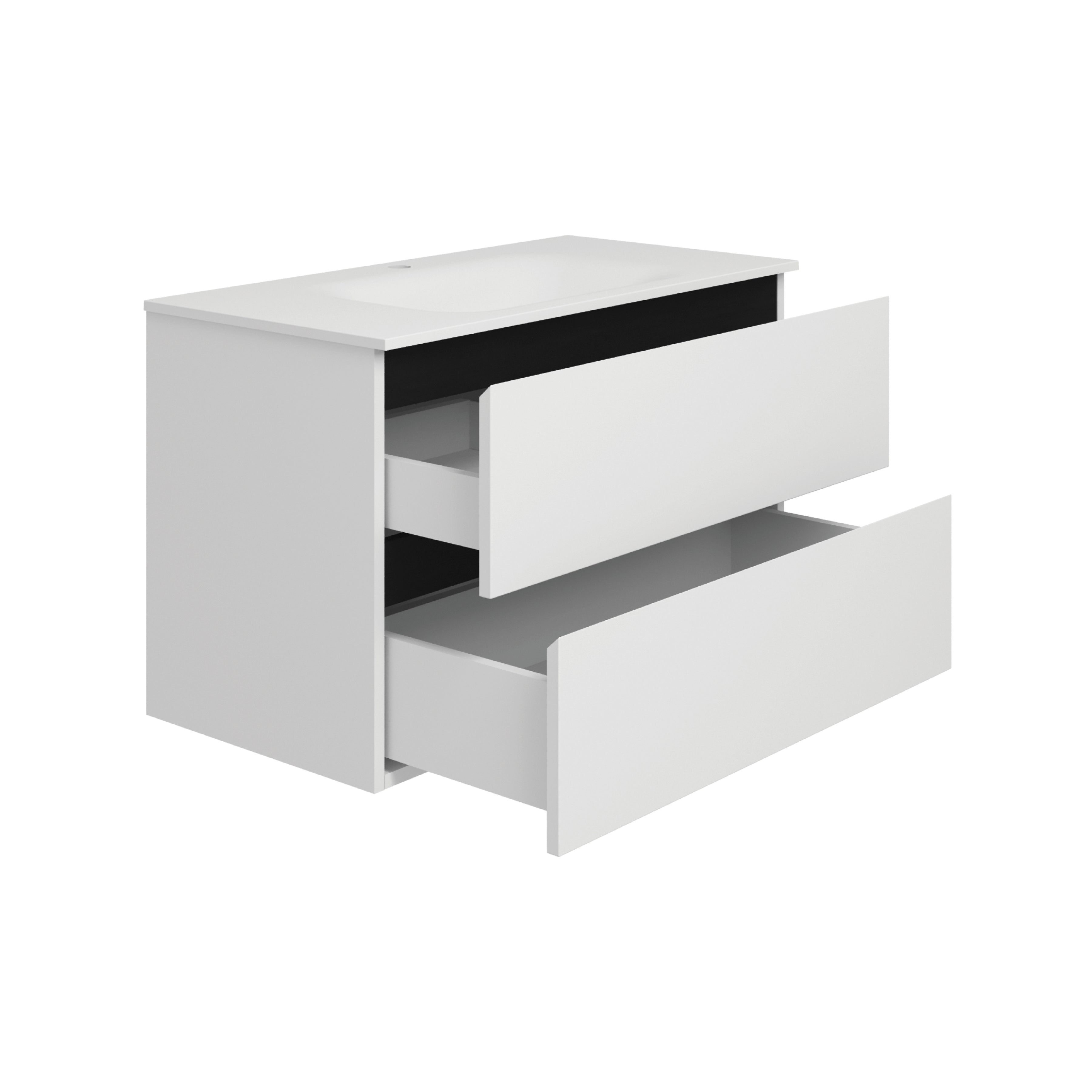 Orion 900 wall-hung cabinet (white) with washbasin