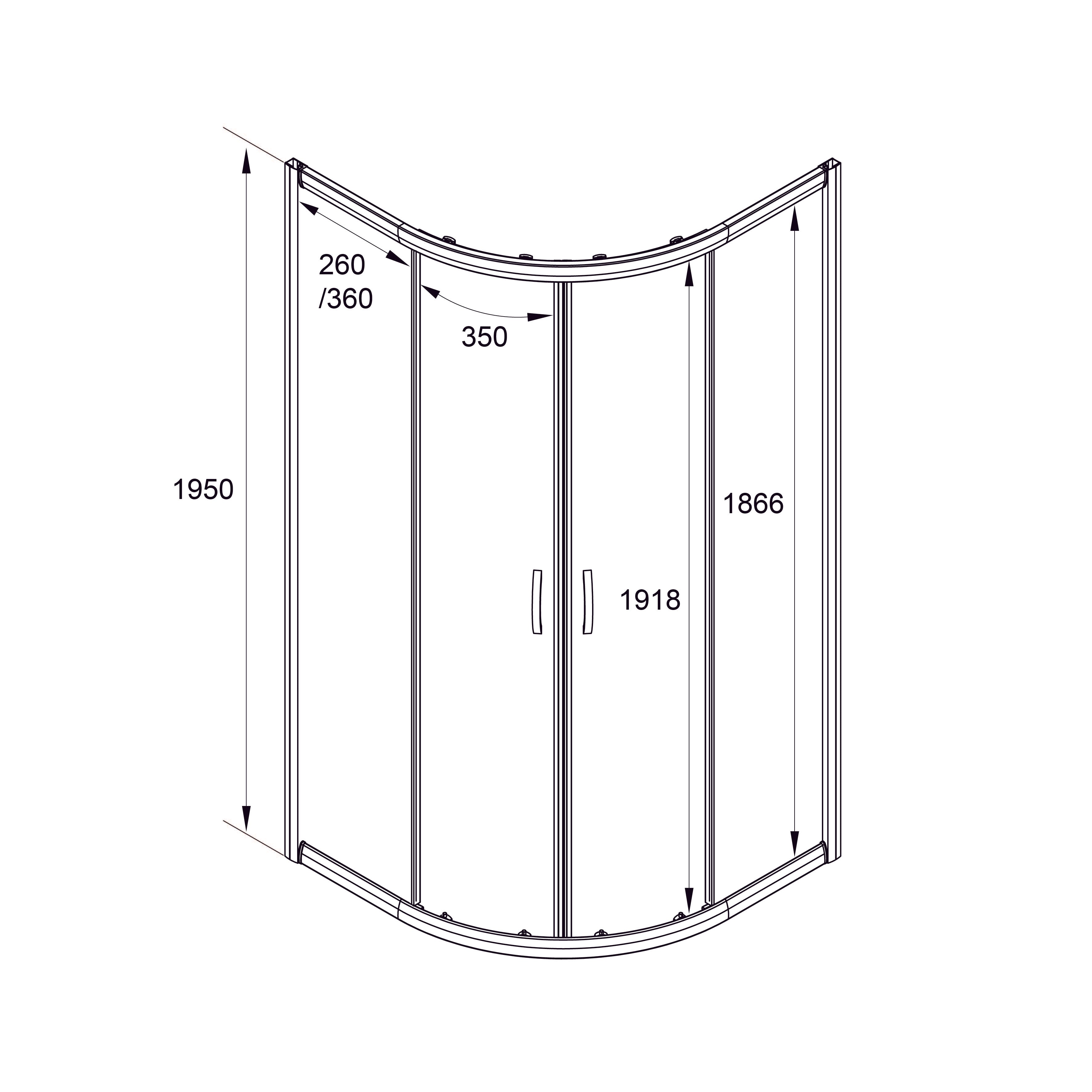 RNP90BGR Душова кабіна напівкругла ROUND PRO Black matt 900x900x1950 скло 6мм GREY (двері розсувні)