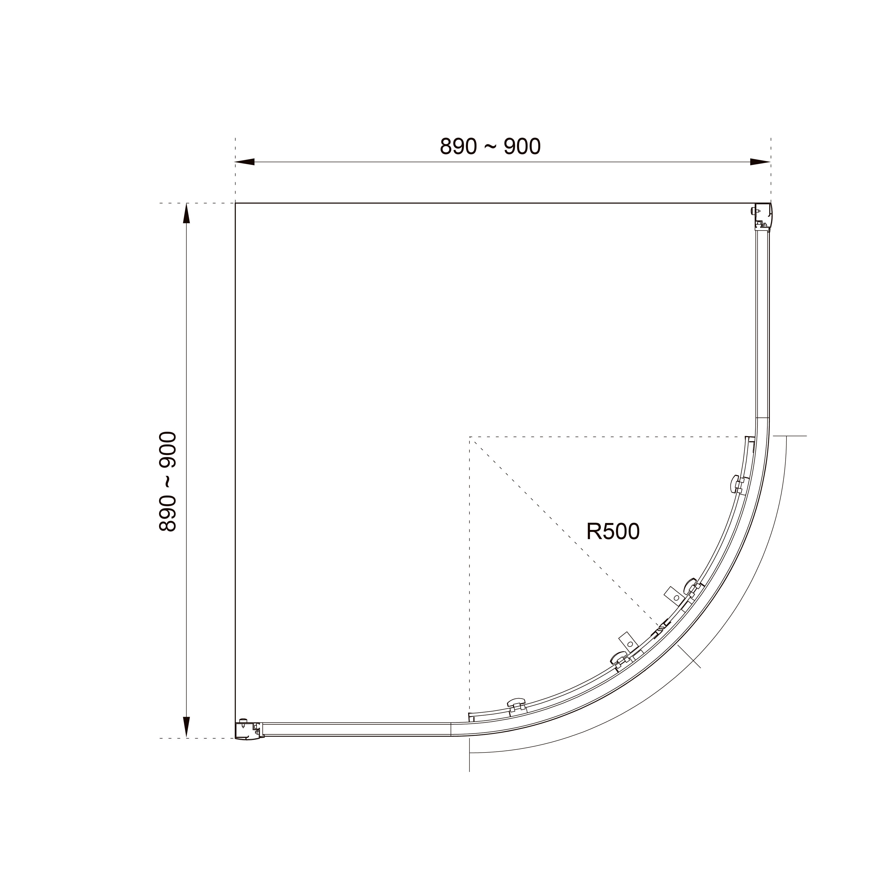 RNP90BGR Cabina de ducha semicircular Round Pro Negro mate 900x900x1950, cristal 6mm GREY (puertas correderas)