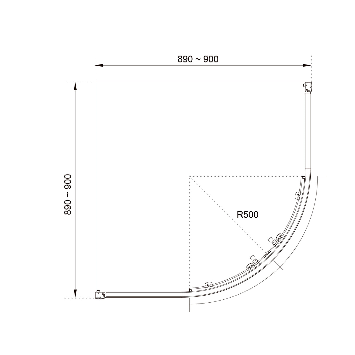RNP90BGR Cabina de ducha semicircular Round Pro Negro mate 900x900x1950, cristal 6mm GREY (puertas correderas)
