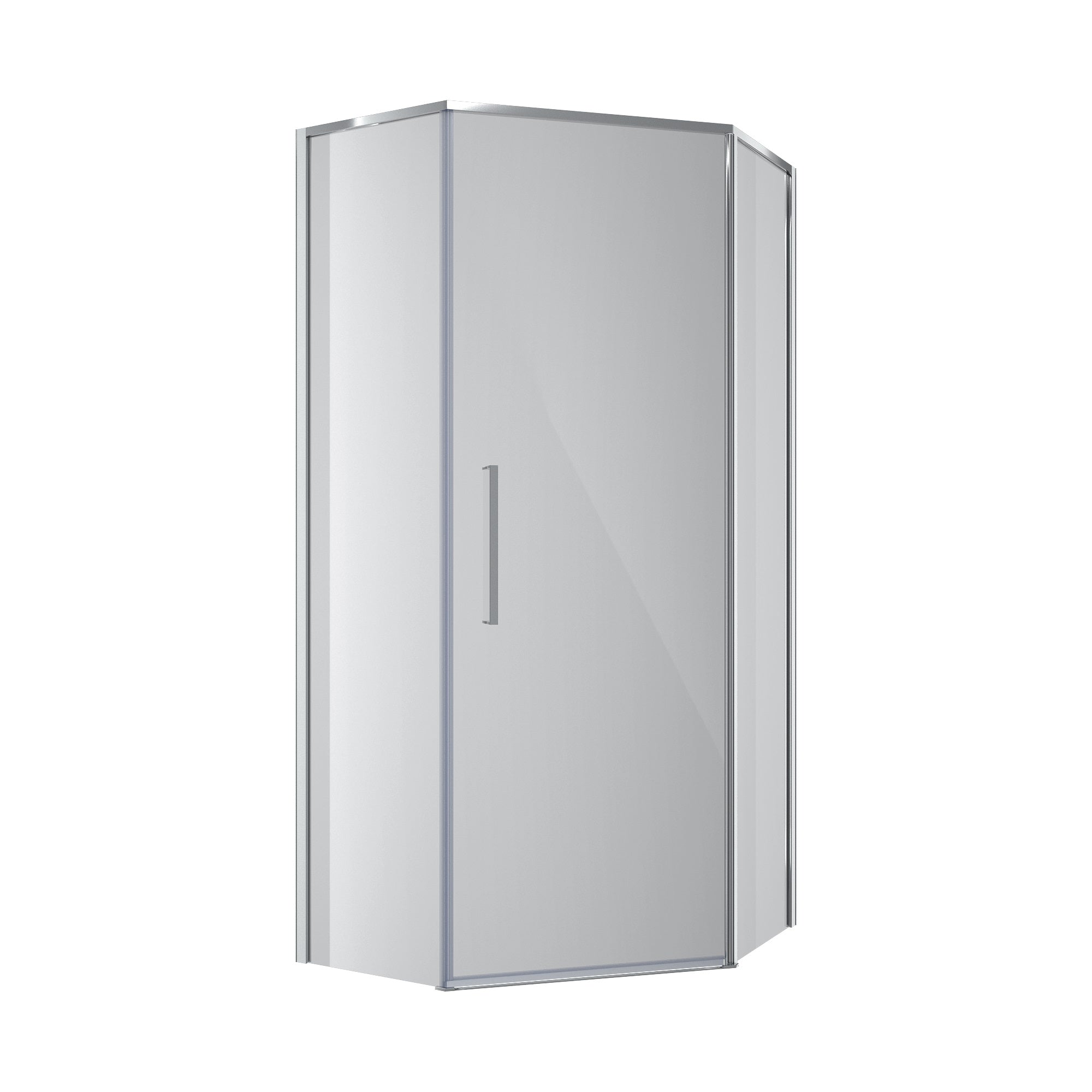 KS90PAC Душова кабіна KVADRO STAR пентагональна Chrome 900x900x1950 скло 6мм прозоре (двері відкривні)